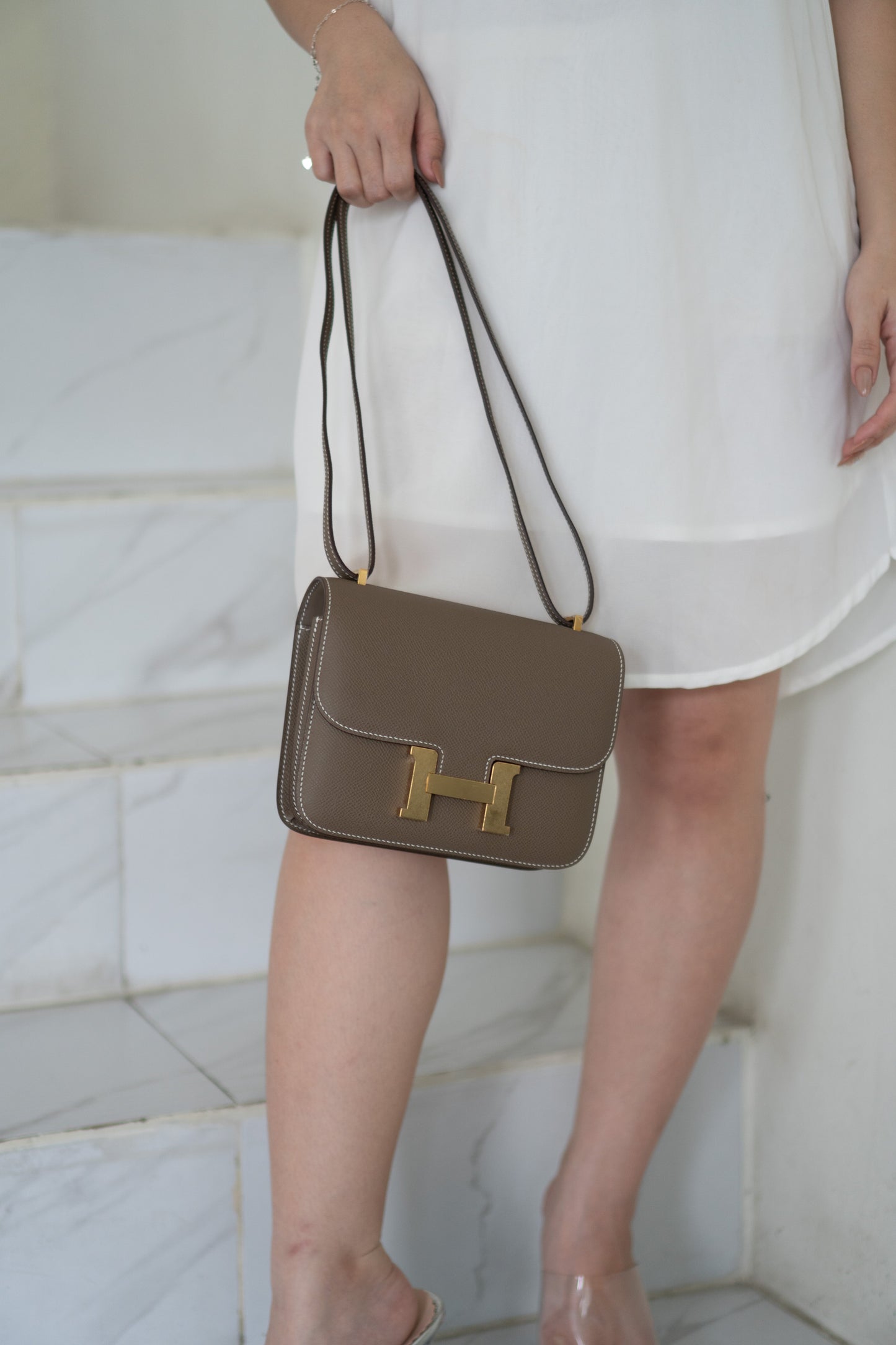 Constanc 18 – Etoupe Epsom with Gold Hardware