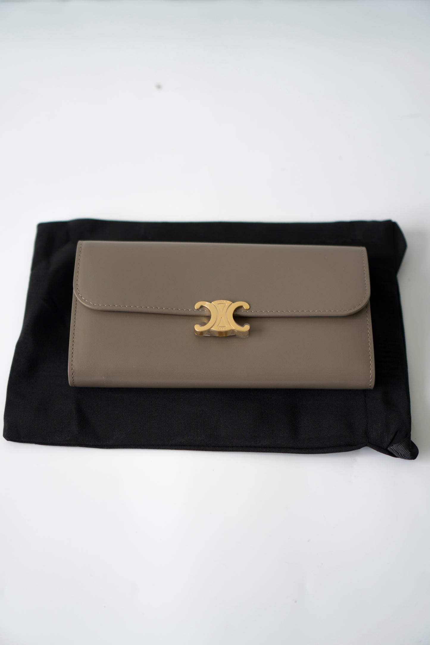 Large Wallet Triomphe in Color Pebble Shiny Calfskin