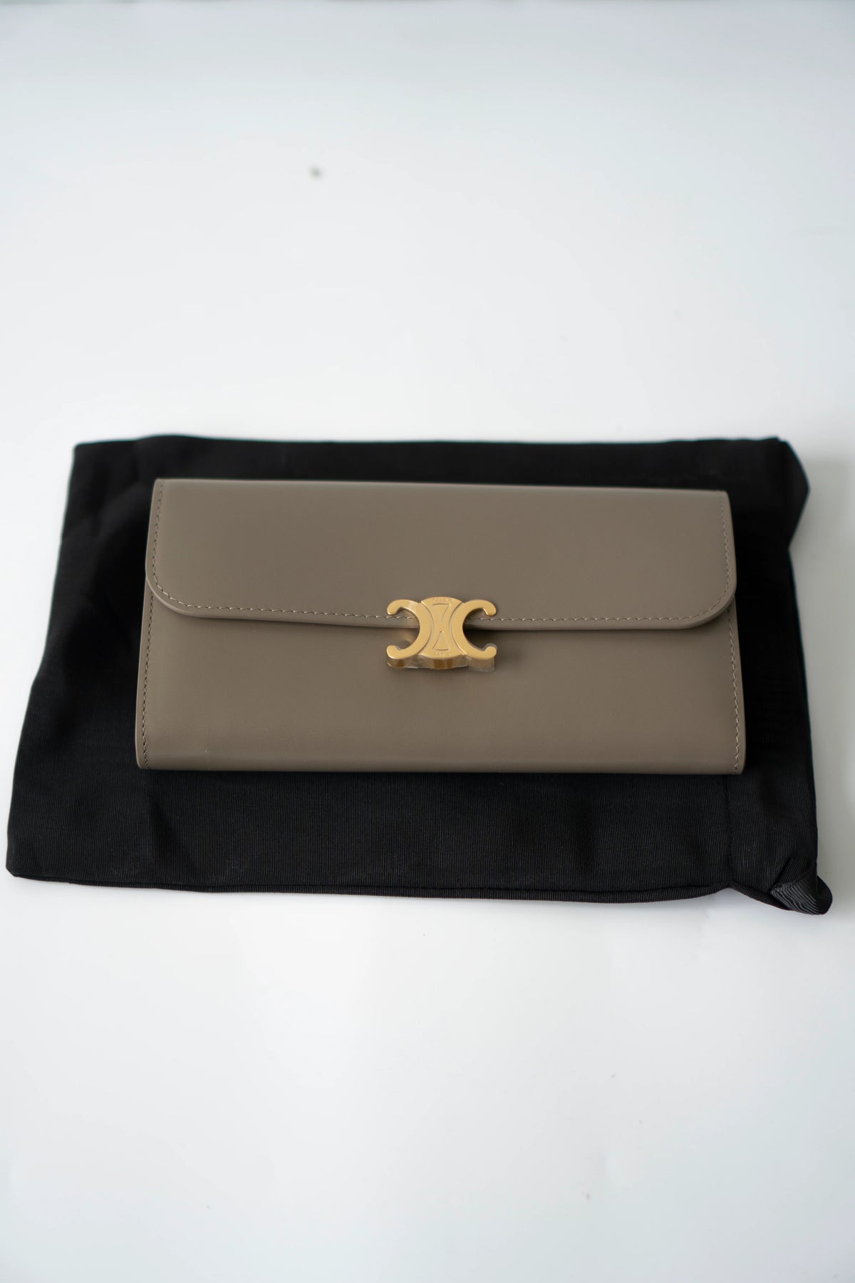 Large Wallet Triomphe in Color Pebble Shiny Calfskin