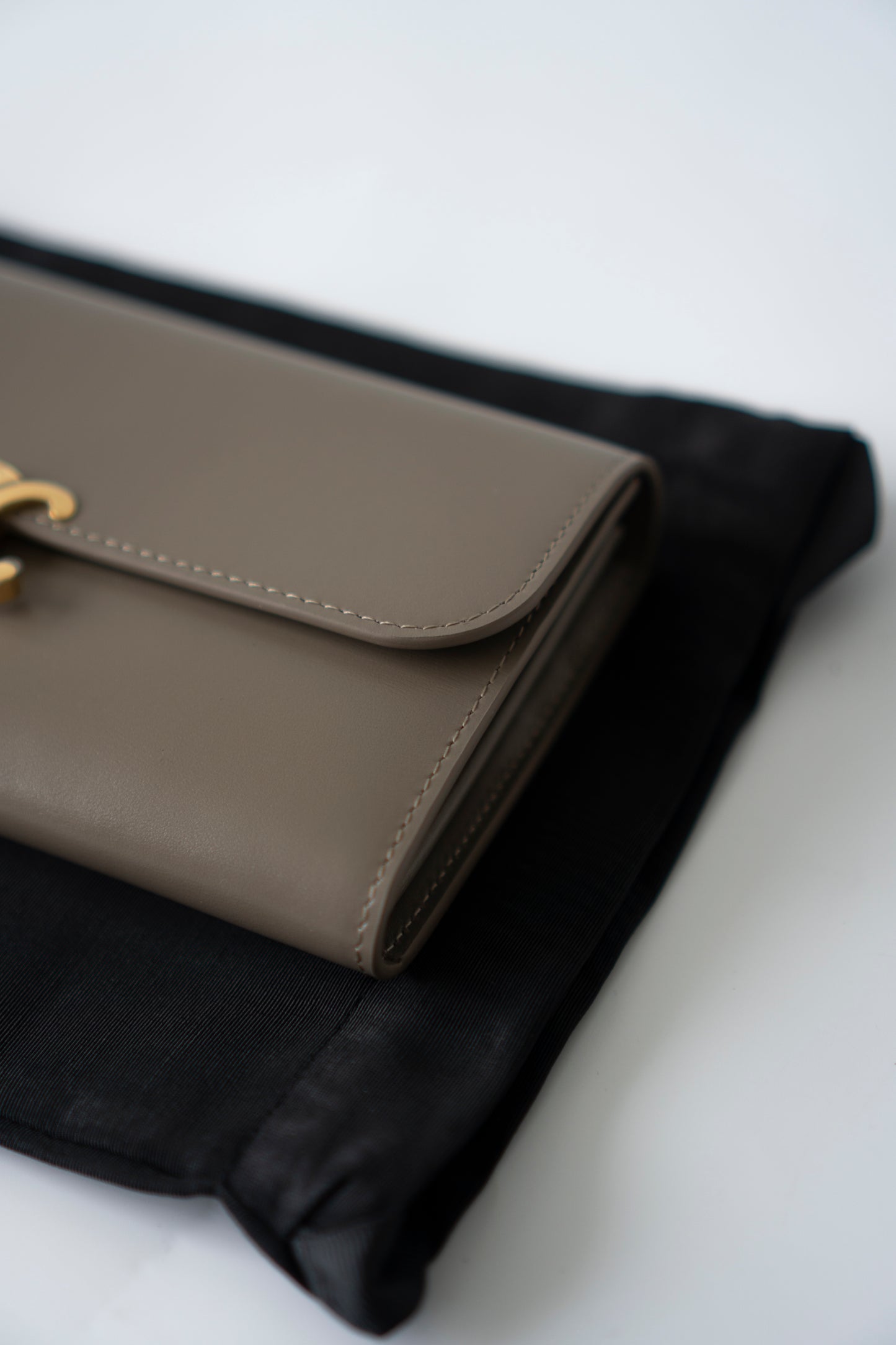 Large Wallet Triomphe in Color Pebble Shiny Calfskin