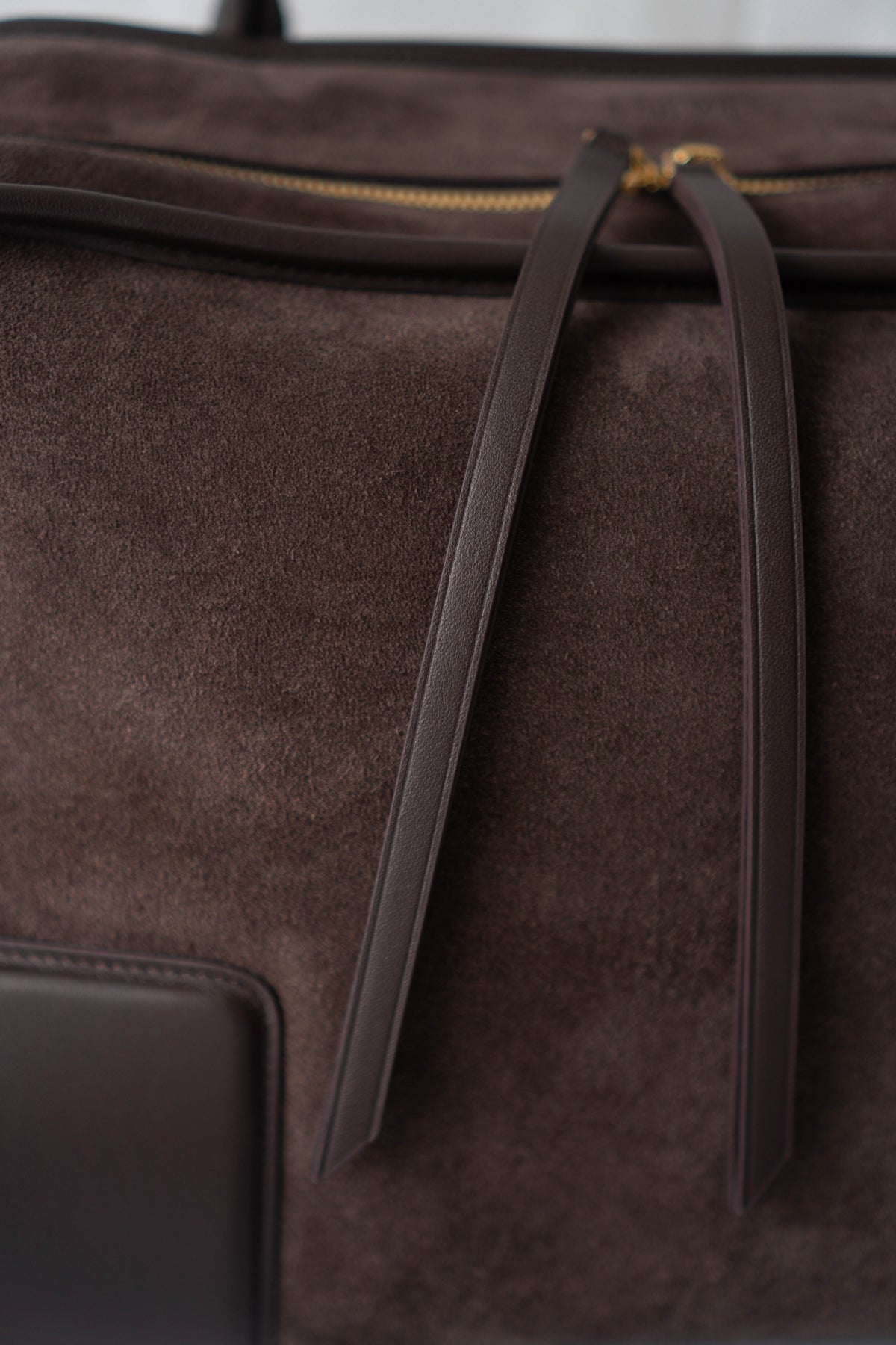 Amazona 180 Bag – Dark Brown Suede & Calfskin Leather with Gold Hardware