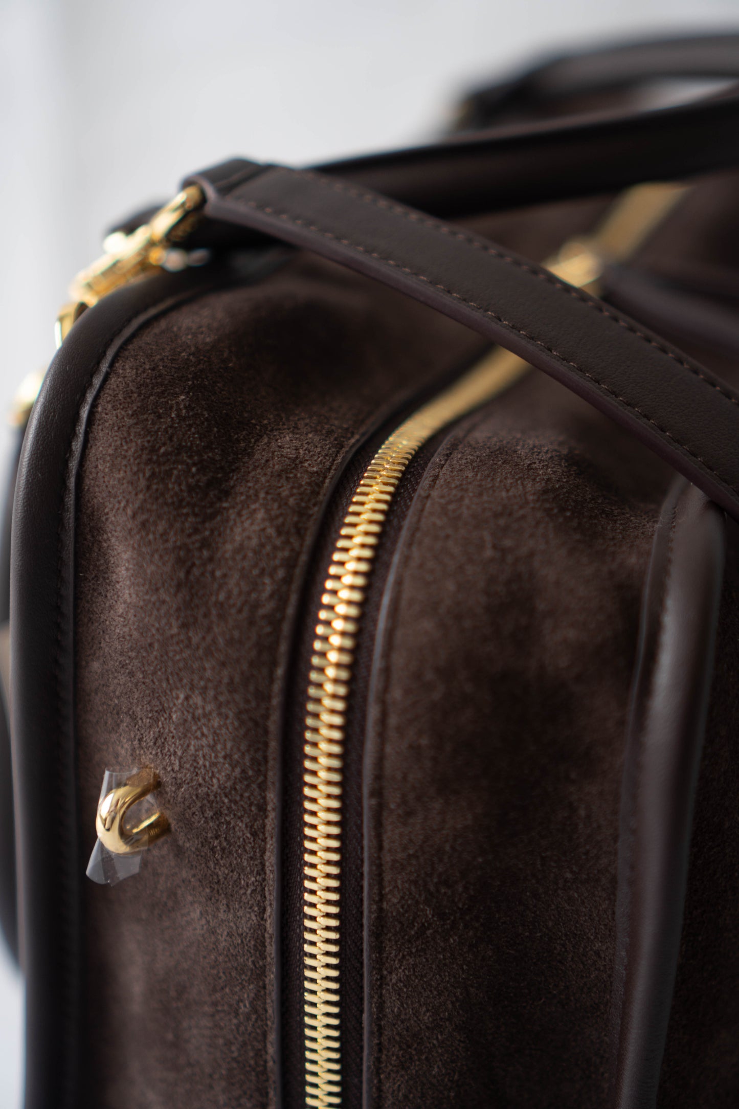 Amazona 180 Bag – Dark Brown Suede & Calfskin Leather with Gold Hardware