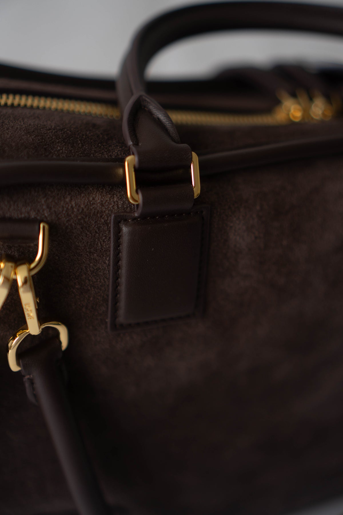 Amazona 180 Bag – Dark Brown Suede & Calfskin Leather with Gold Hardware