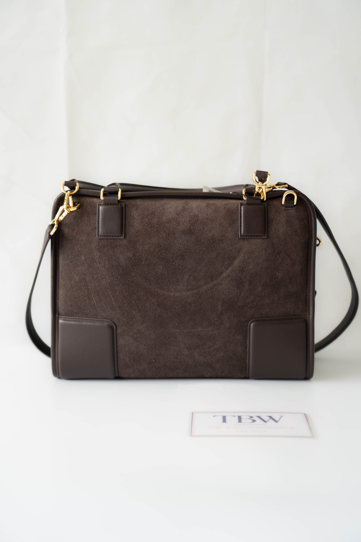 Amazona 180 Bag – Dark Brown Suede & Calfskin Leather with Gold Hardware