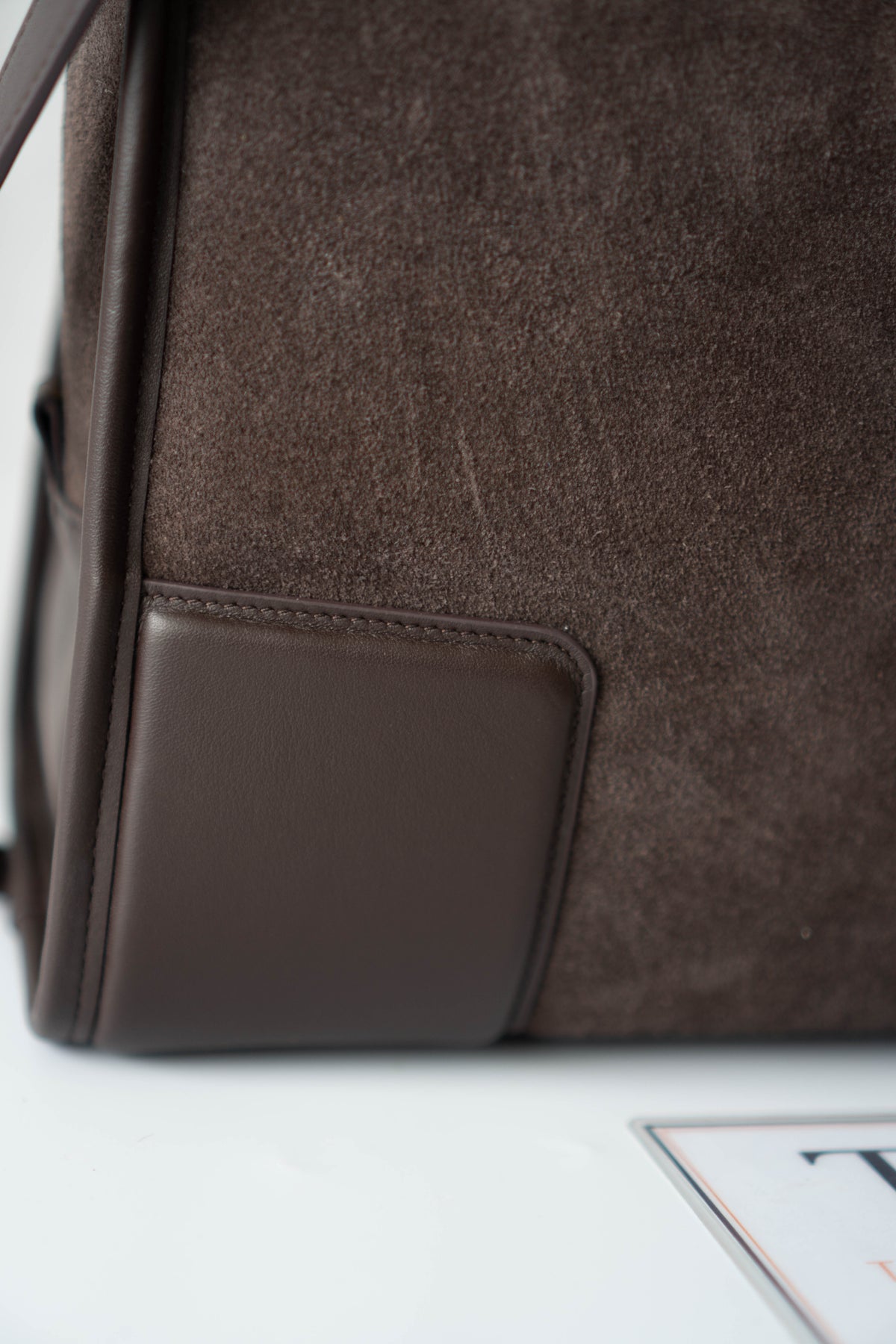 Amazona 180 Bag – Dark Brown Suede & Calfskin Leather with Gold Hardware