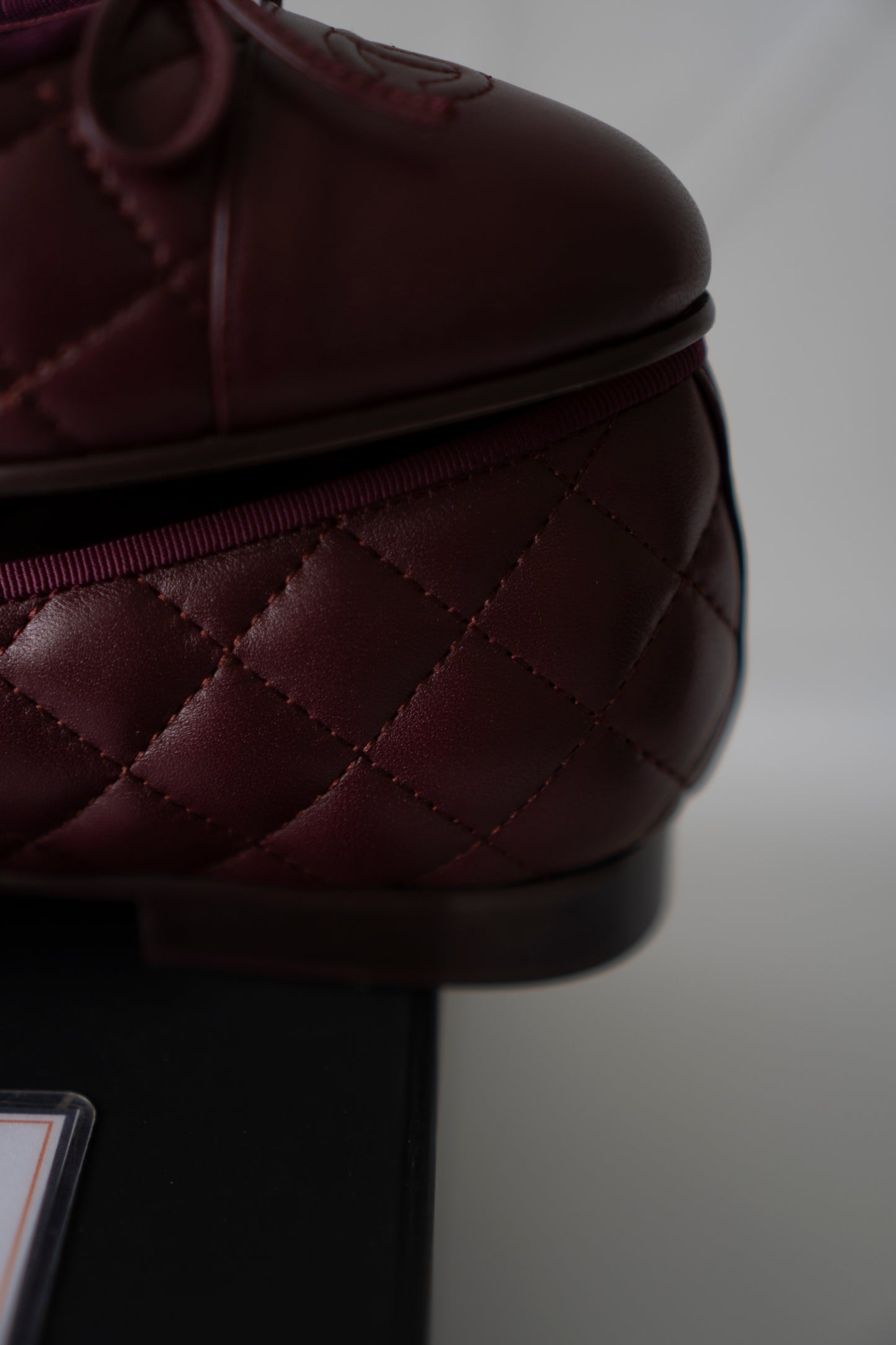 Quilted Ballet Flats in Burgundy Lambskin