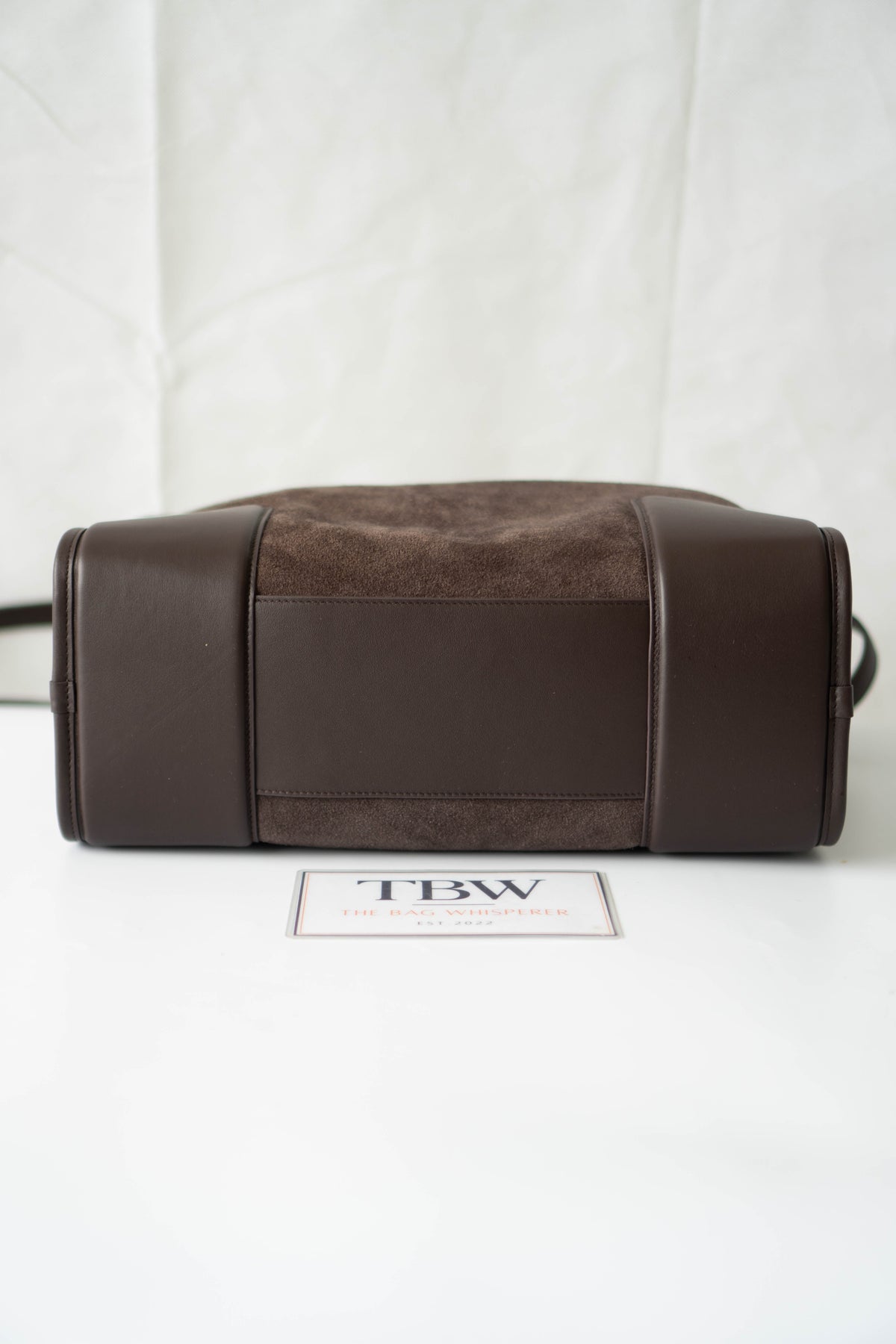 Amazona 180 Bag – Dark Brown Suede & Calfskin Leather with Gold Hardware