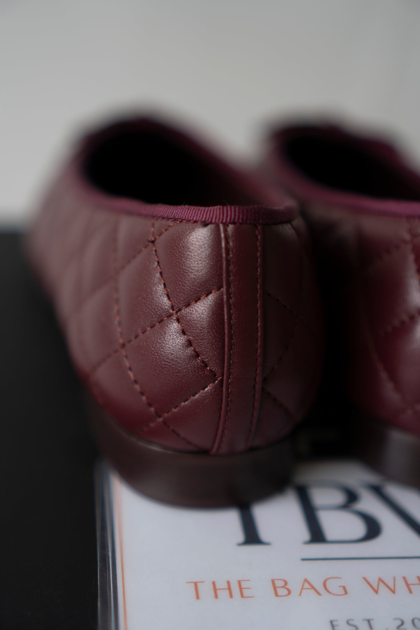 Quilted Ballet Flats in Burgundy Lambskin