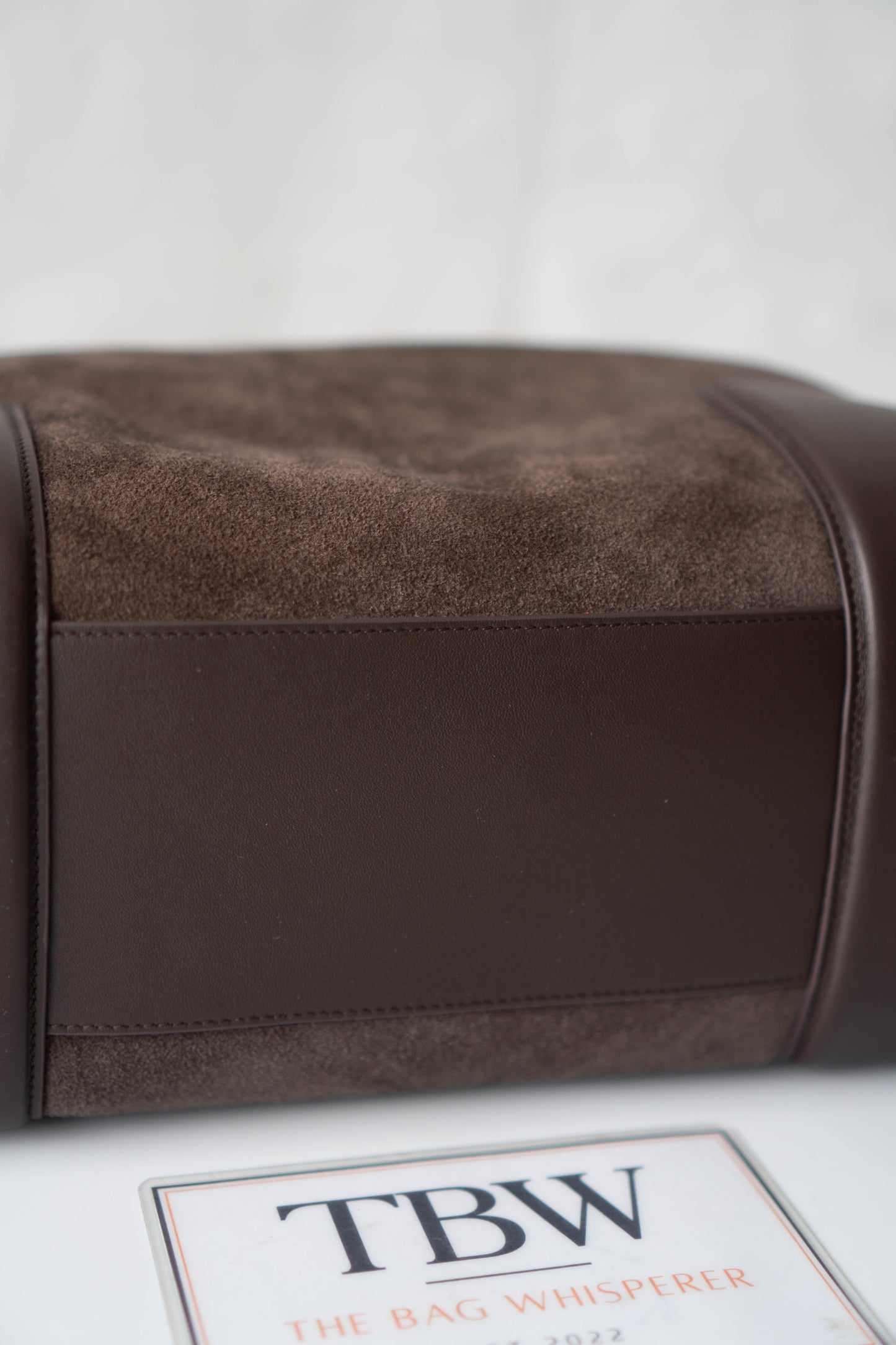 Amazona 180 Bag – Dark Brown Suede & Calfskin Leather with Gold Hardware