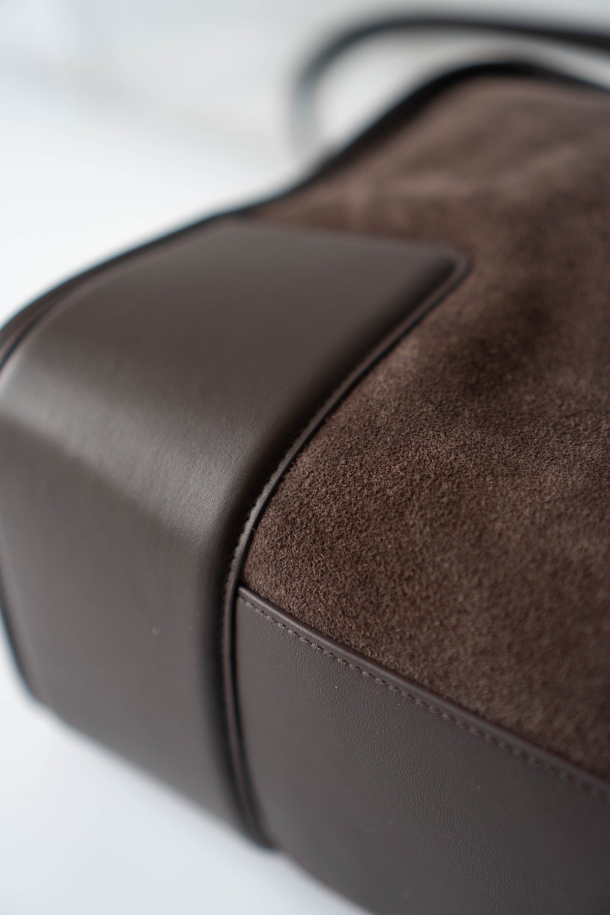 Amazona 180 Bag – Dark Brown Suede & Calfskin Leather with Gold Hardware