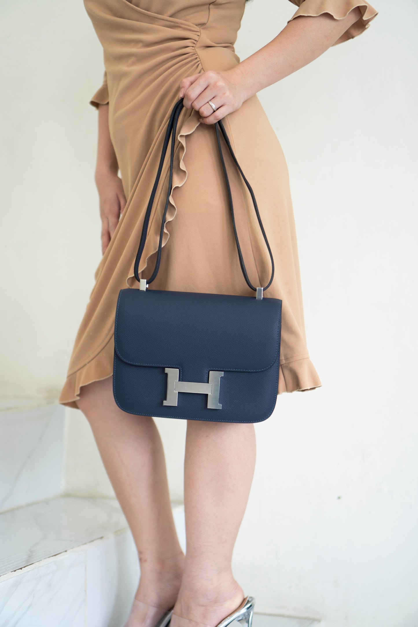 Constanc 23 in Navy Blue Epsom Leather with Palladium Hardware