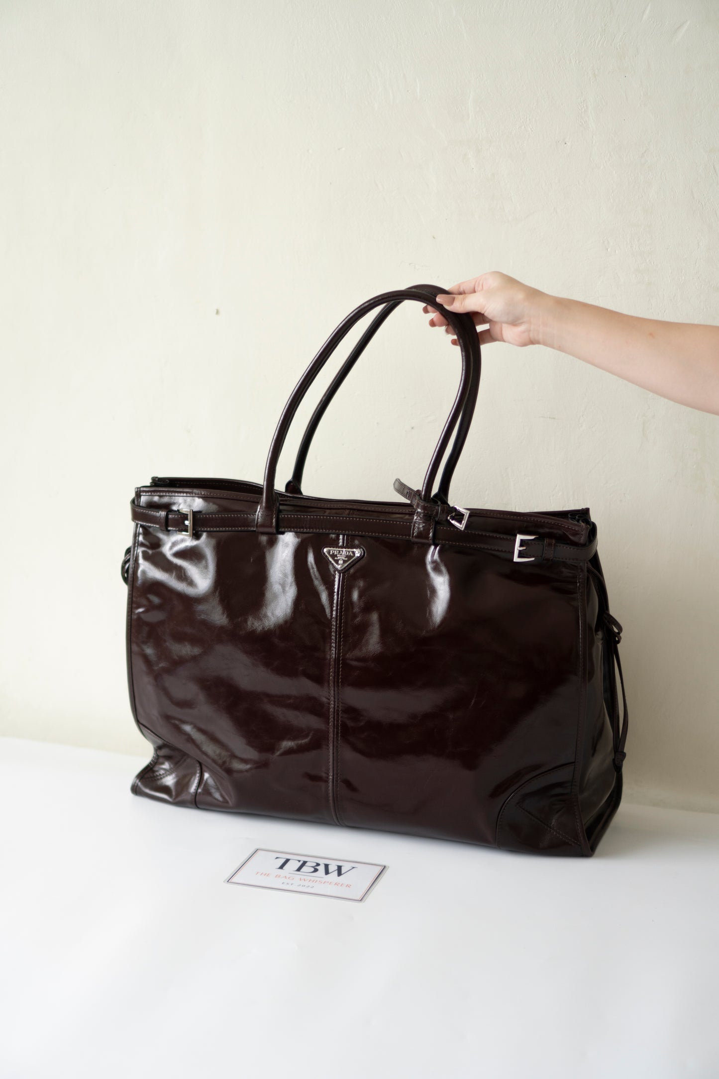 Bonnie Leather Tote in Dark Brown Glossy Calfskin