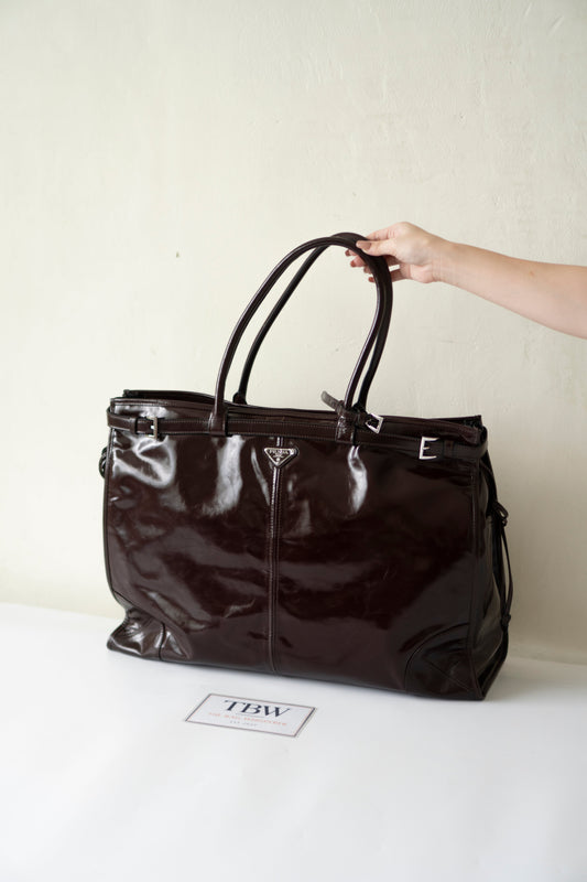 Bonnie Leather Tote in Dark Brown Glossy Calfskin