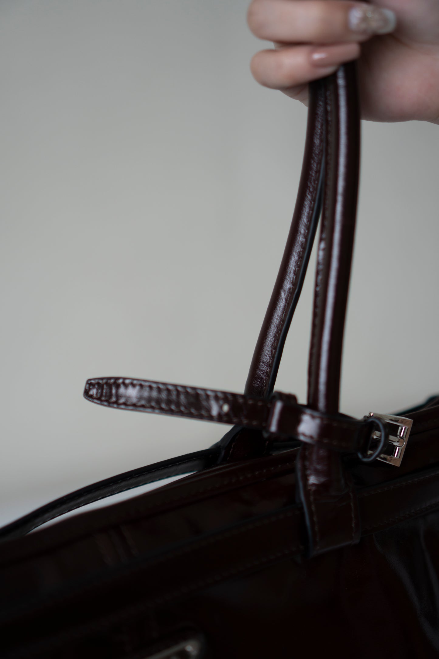 Bonnie Leather Tote in Dark Brown Glossy Calfskin