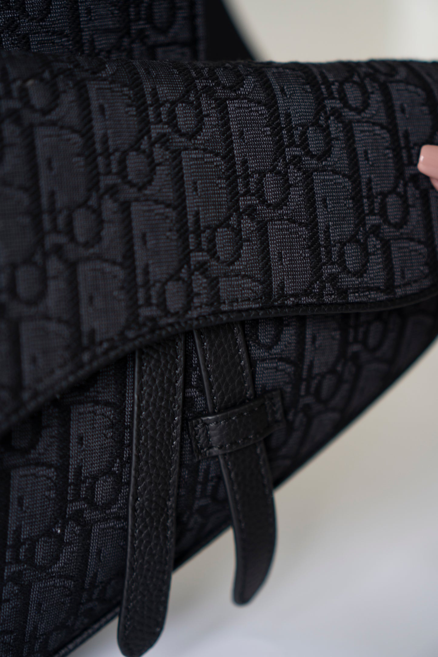 Saddle Bag in Black Oblique Jacquard