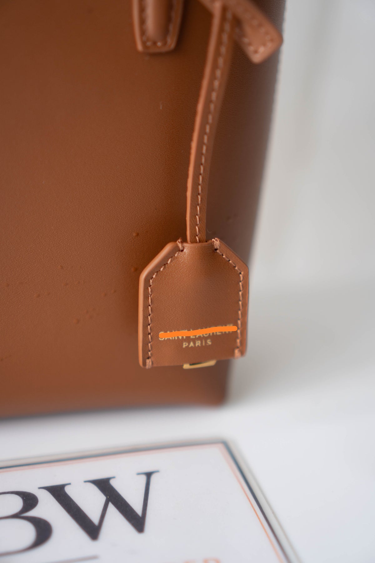 Toy Shopping Tote Bag – Tan Smooth Leather with Gold Hardware