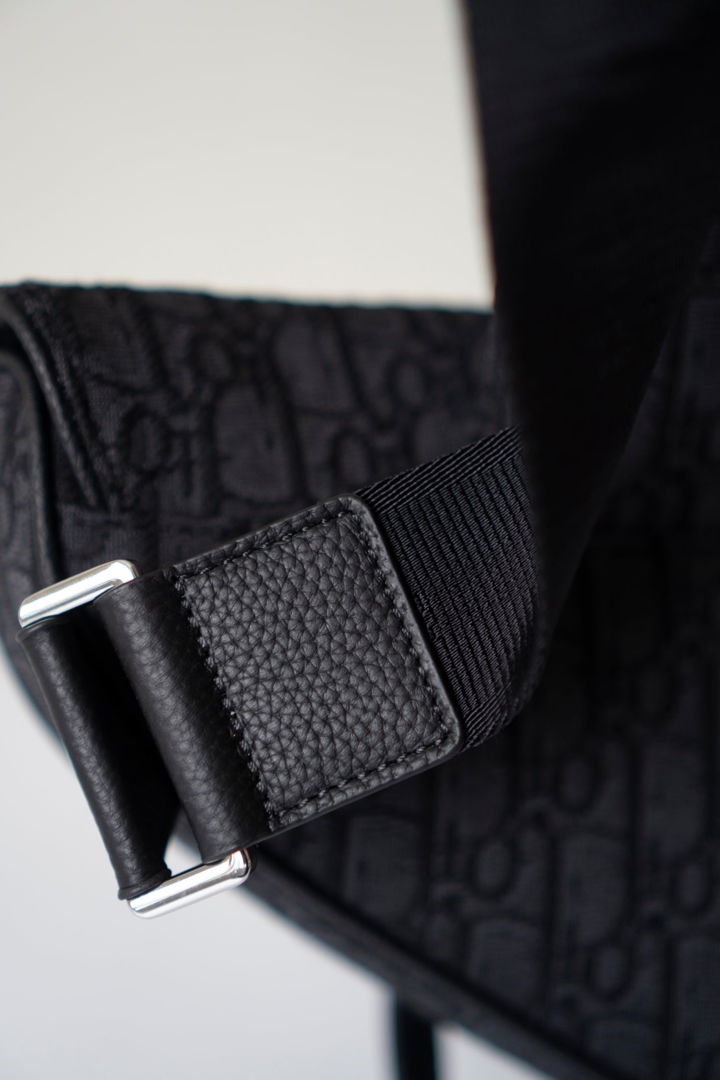 Saddle Bag in Black Oblique Jacquard