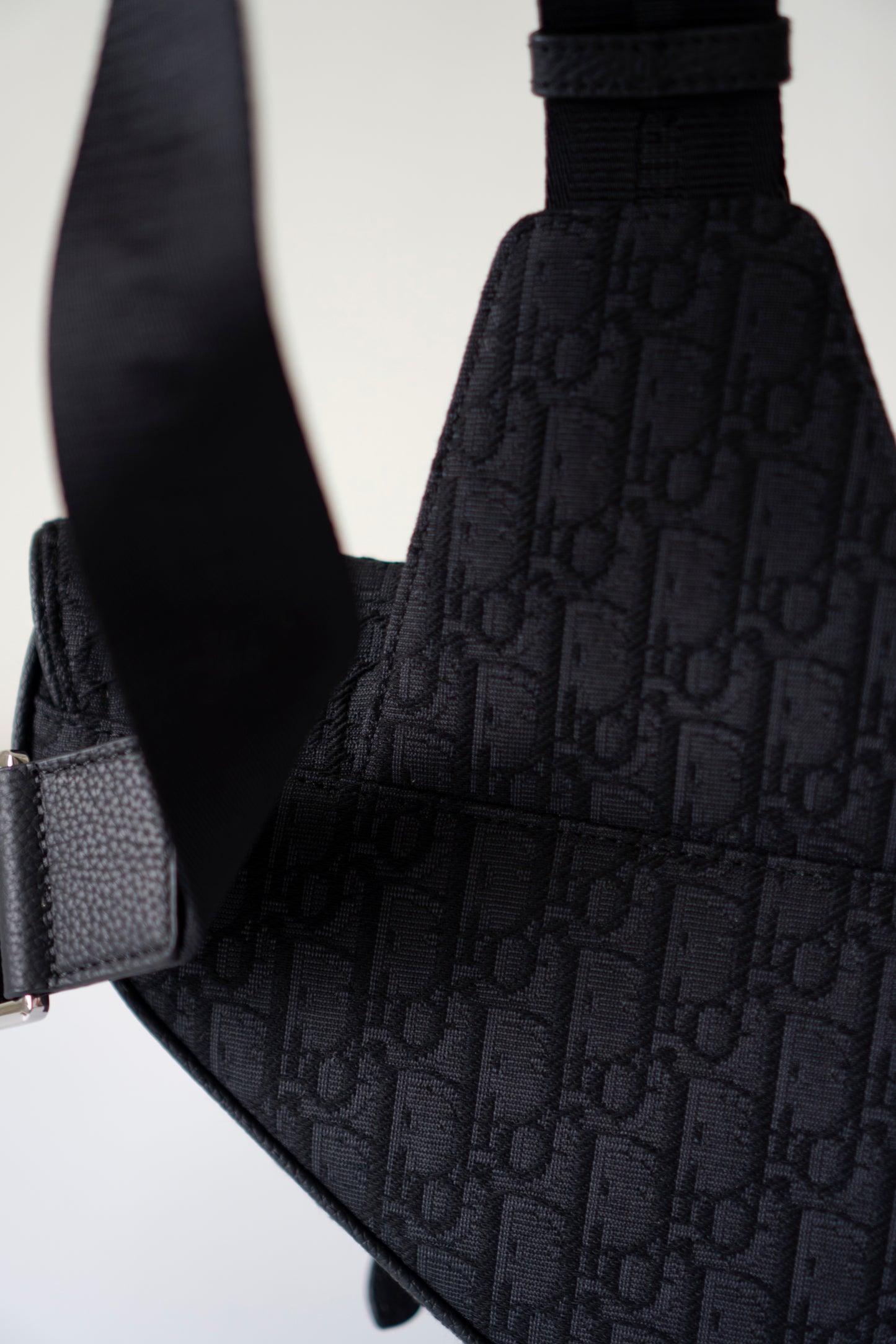 Saddle Bag in Black Oblique Jacquard
