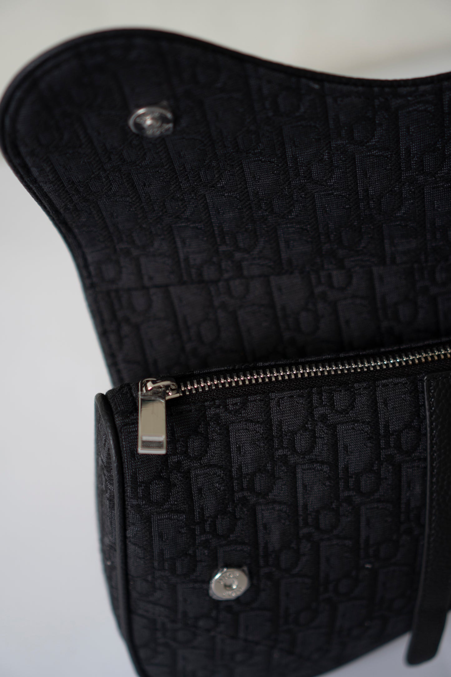 Saddle Bag in Black Oblique Jacquard