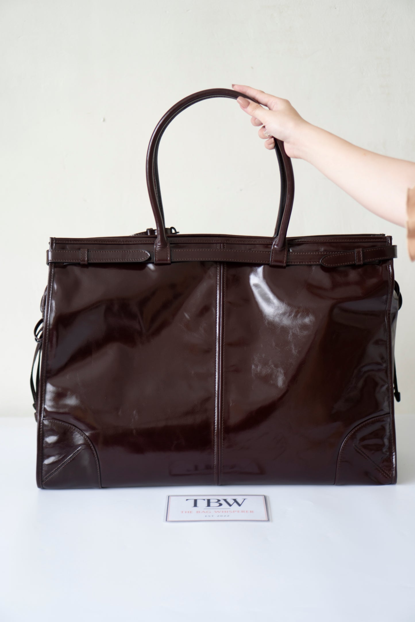Bonnie Leather Tote in Dark Brown Glossy Calfskin