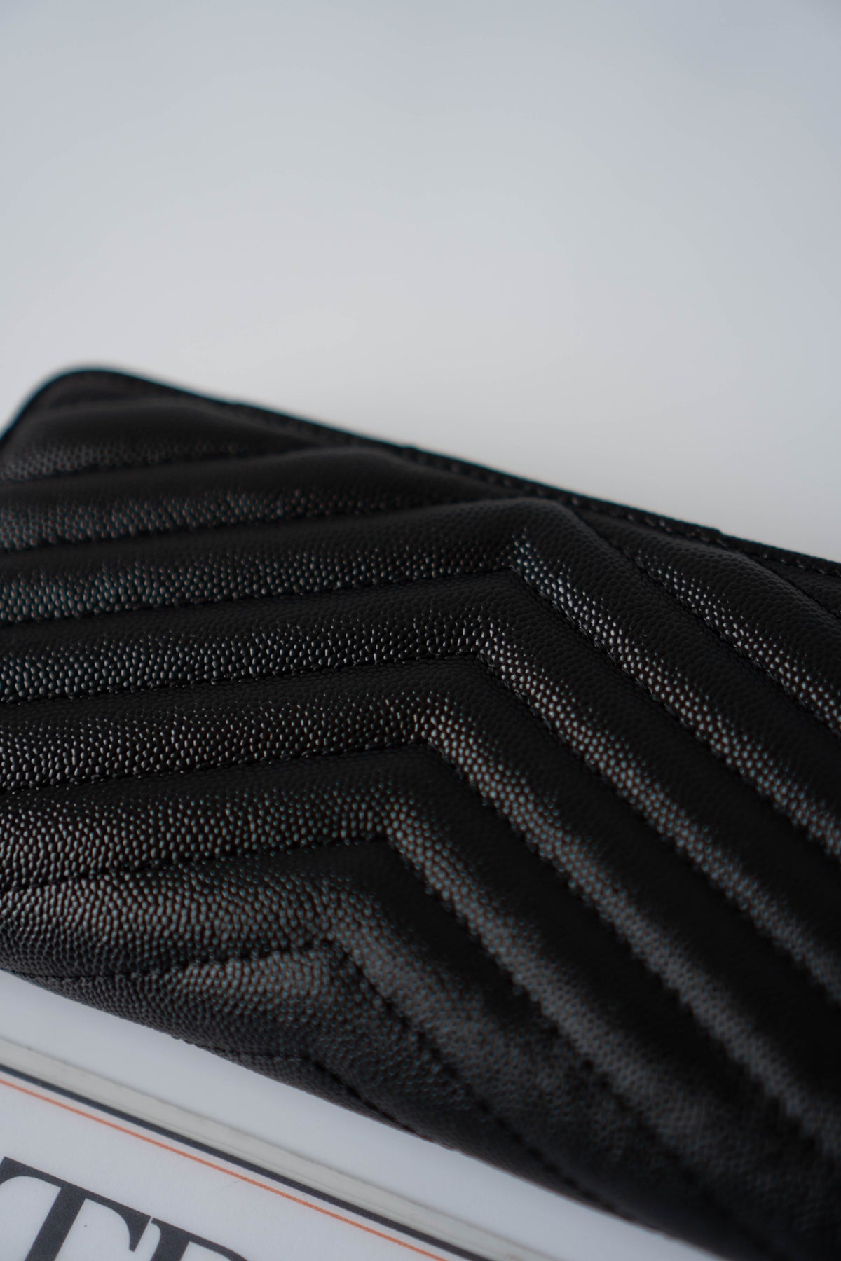 YS Monogram Zip-Around Wallet – Black Grain de Poudre Leather with Gold Hardware