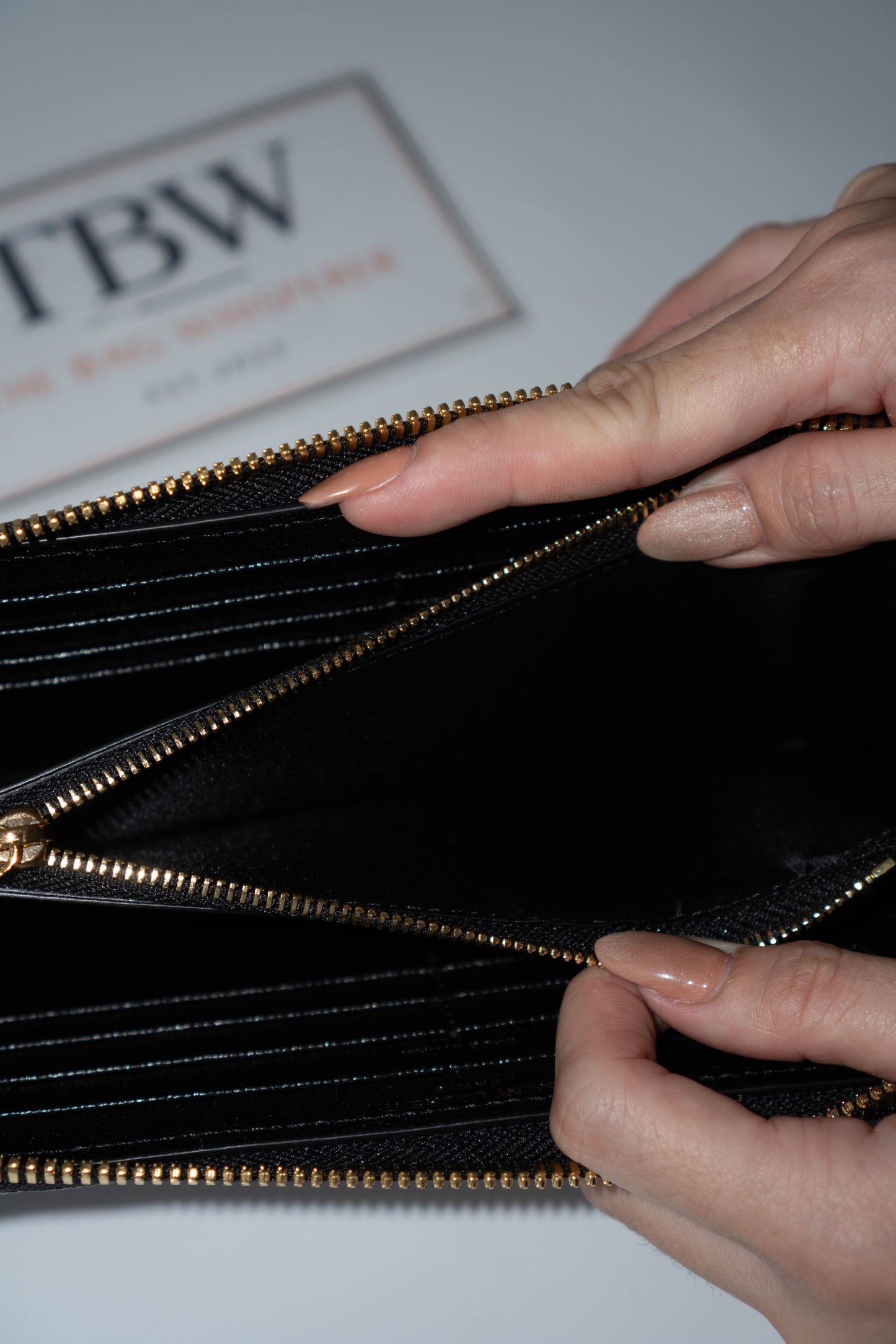 YS Monogram Zip-Around Wallet – Black Grain de Poudre Leather with Gold Hardware