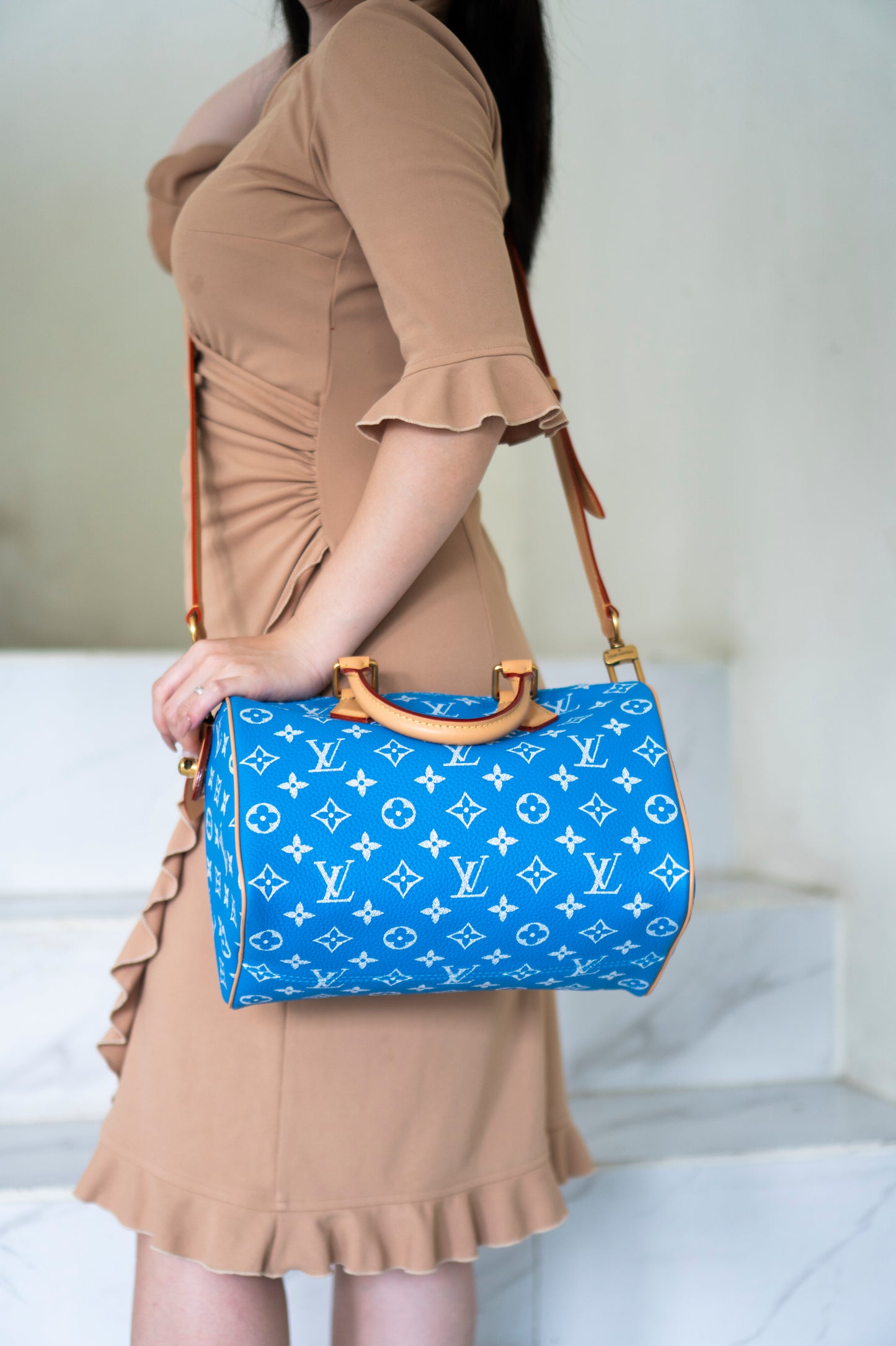 Speedy P9 Bandoulière 25 in Blue Calfskin
