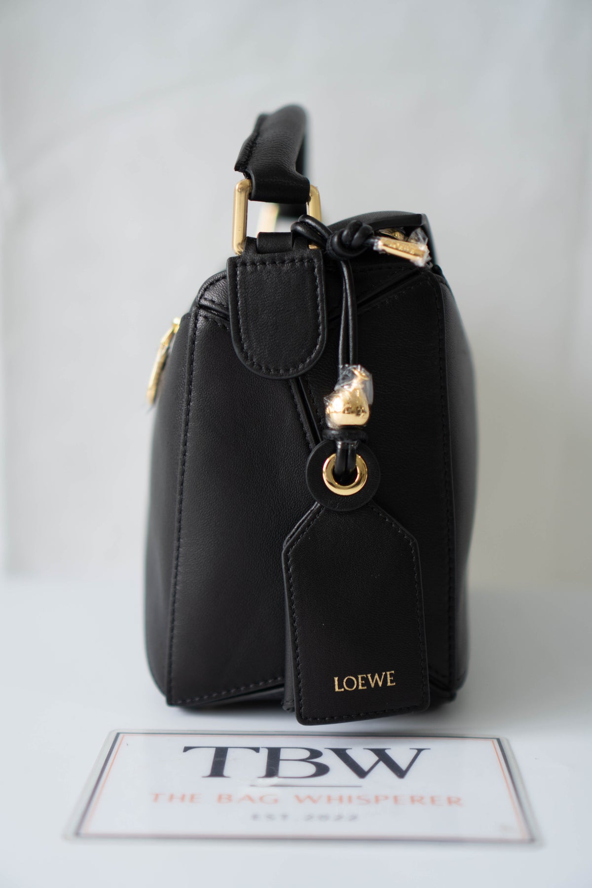 Puzzle Small Bag – Black Satin Calfskin Leather with Gold Hardware