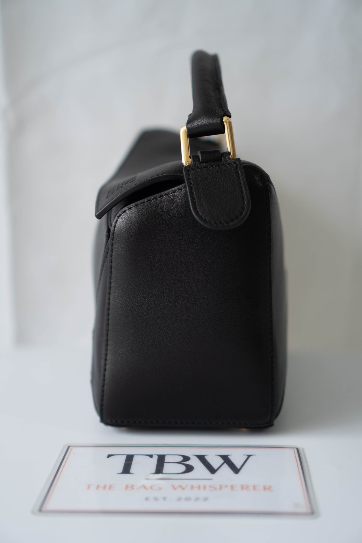 Puzzle Small Bag – Black Satin Calfskin Leather with Gold Hardware