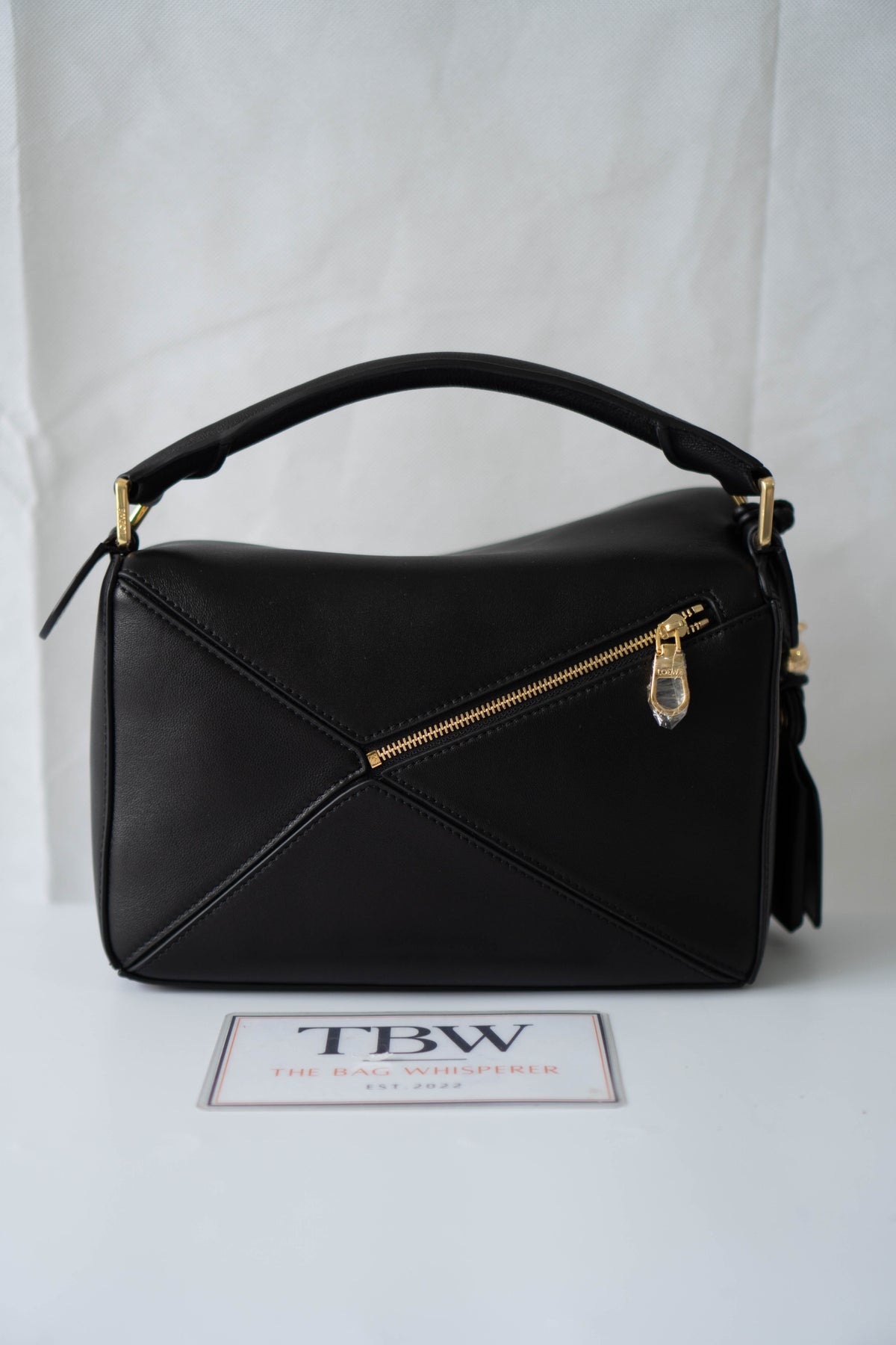 Puzzle Small Bag – Black Satin Calfskin Leather with Gold Hardware
