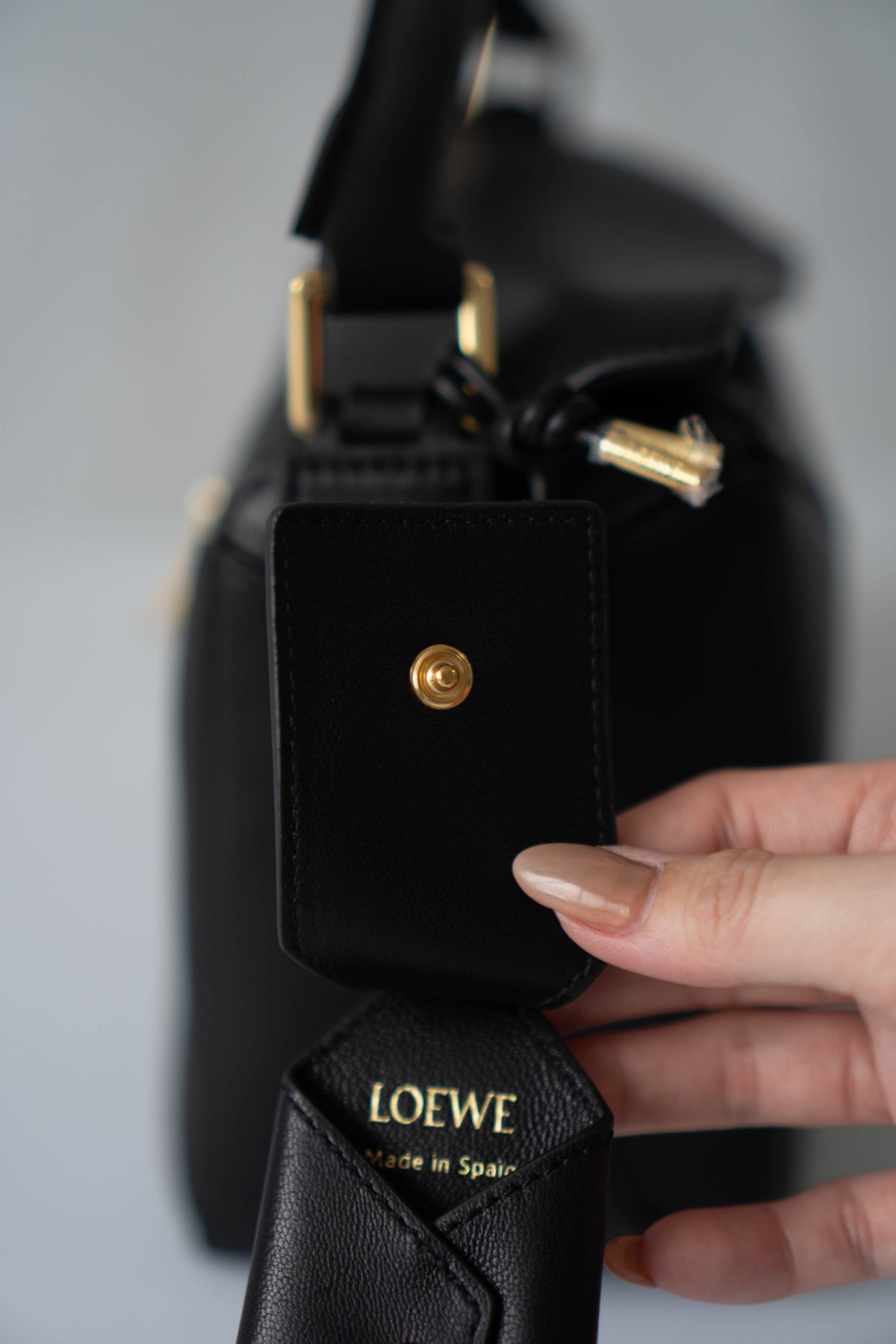Puzzle Small Bag – Black Satin Calfskin Leather with Gold Hardware