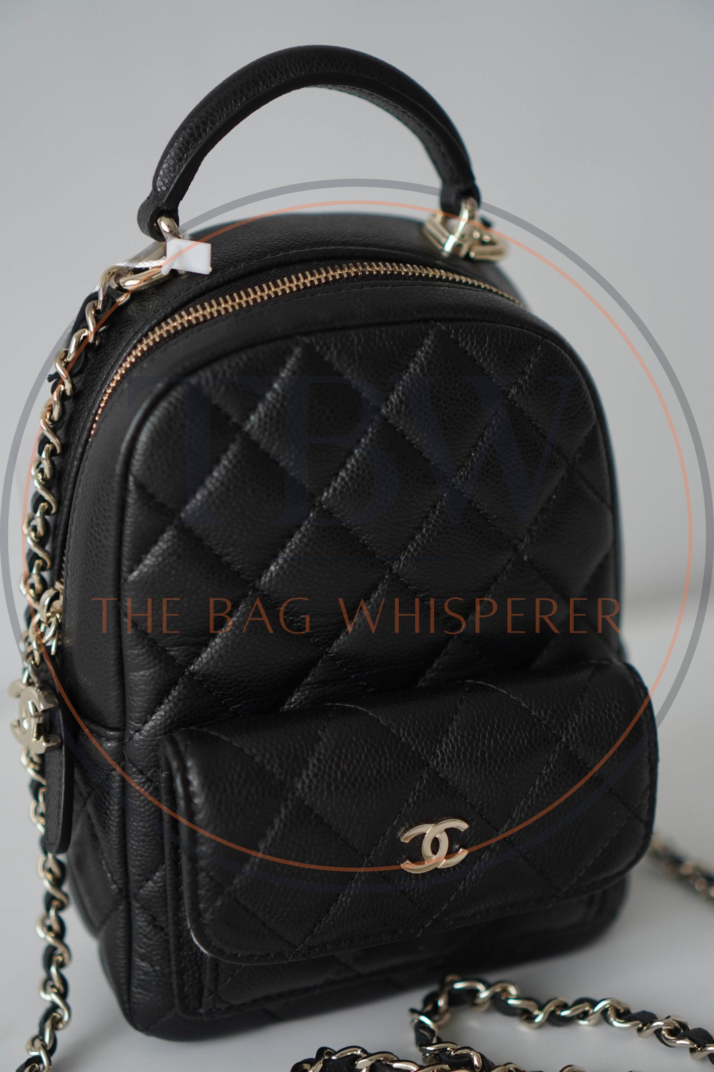 Classic Mini Backpack in Caviar Grained Calfskin with Gold Hardware