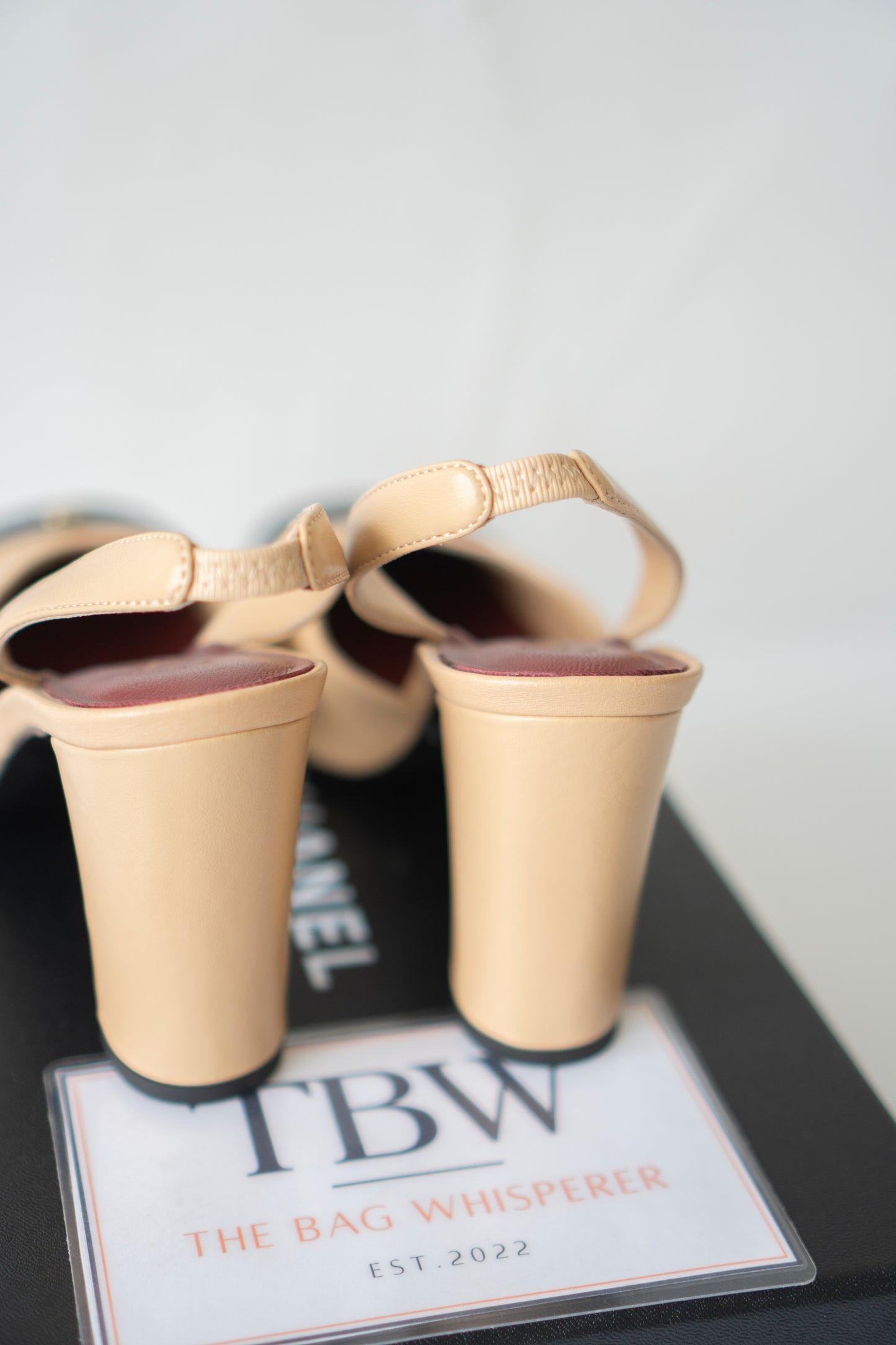 Square Toe Slingback Pumps in Beige & Black