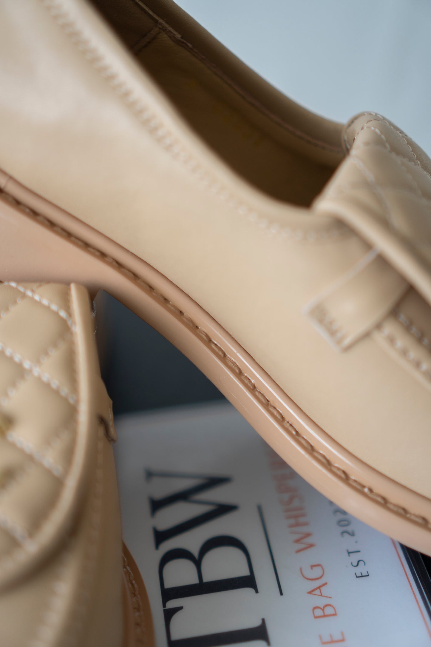 Quilted CC Turnlock Moccasin Loafers in Beige