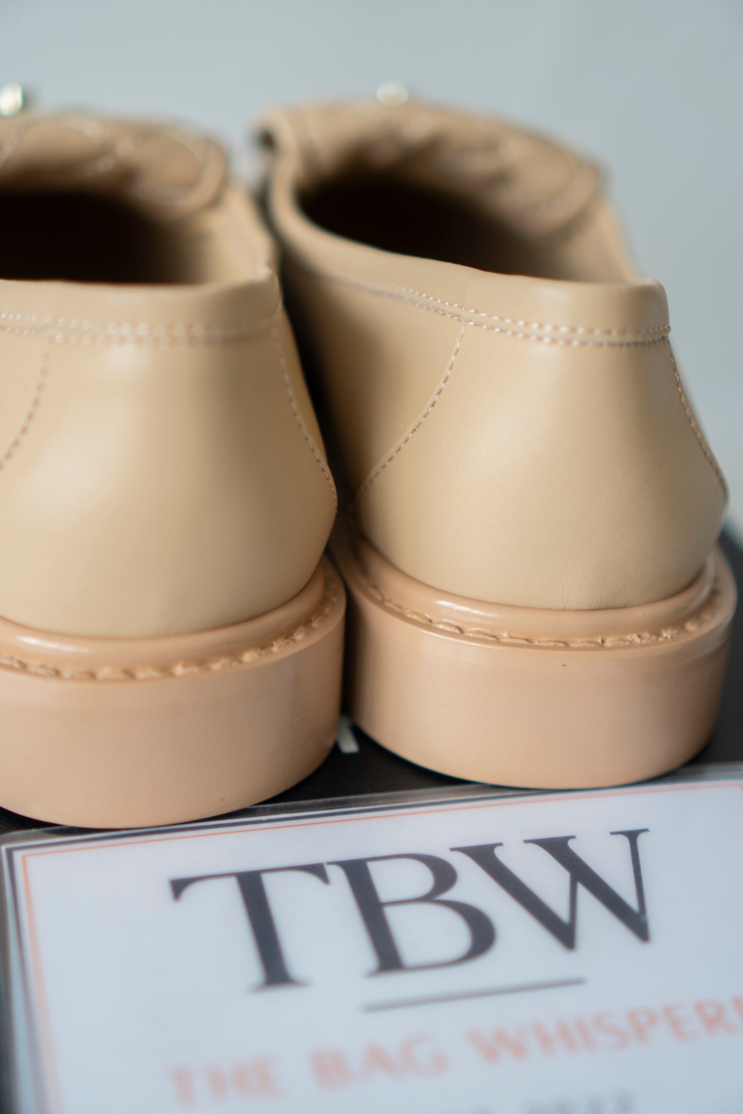 Quilted CC Turnlock Moccasin Loafers in Beige