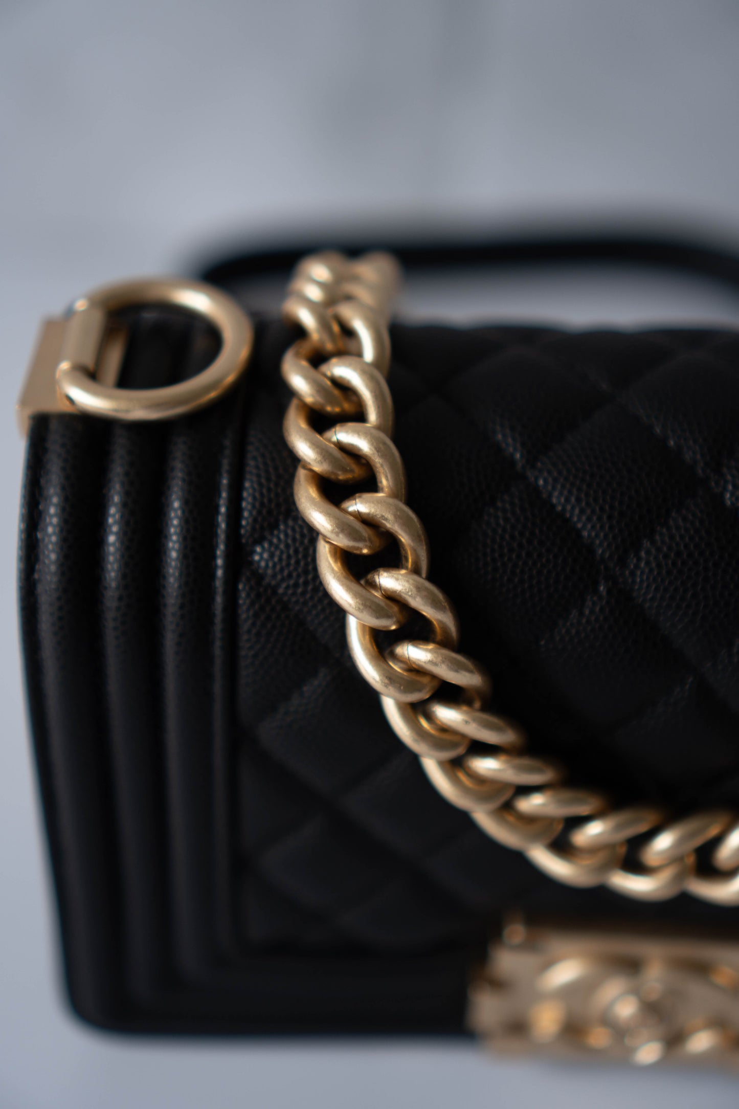 Boy Flap Bag Medium – Black Caviar Leather with Gold Hardware