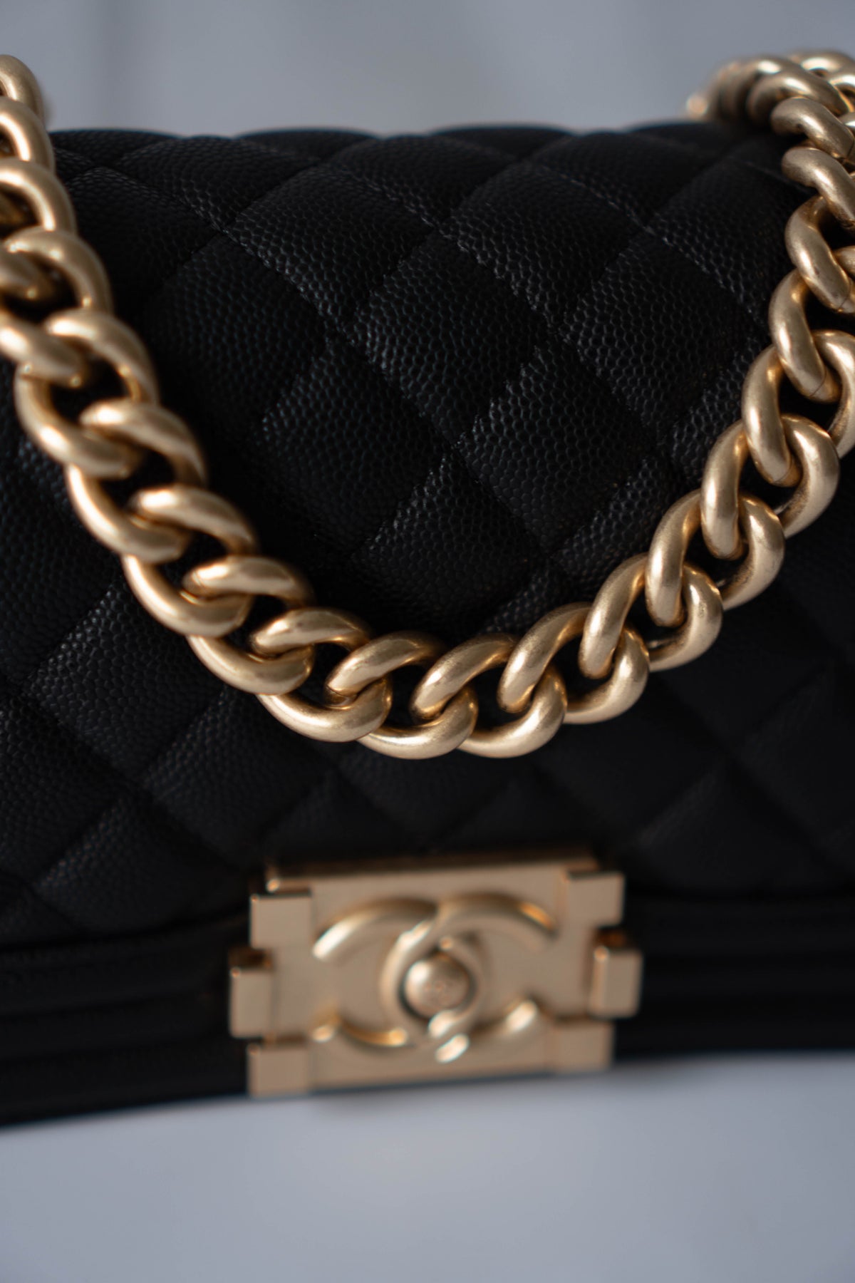 Boy Flap Bag Medium – Black Caviar Leather with Gold Hardware