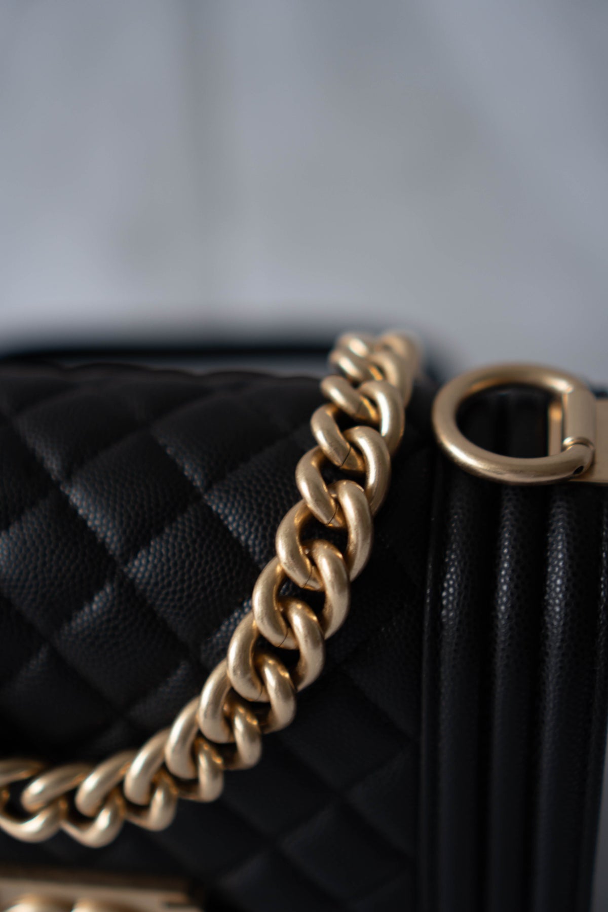 Boy Flap Bag Medium – Black Caviar Leather with Gold Hardware