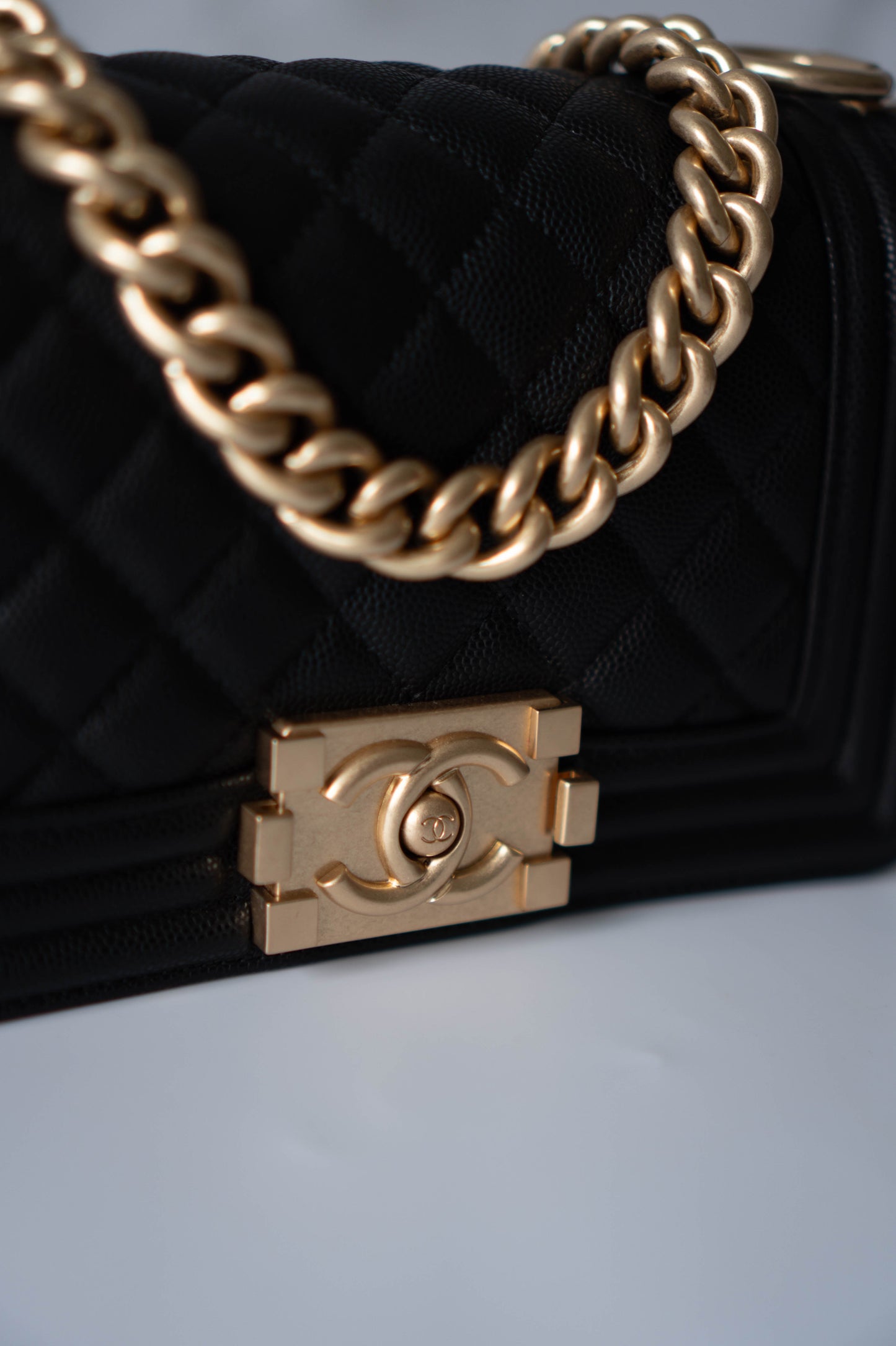 Boy Flap Bag Medium – Black Caviar Leather with Gold Hardware