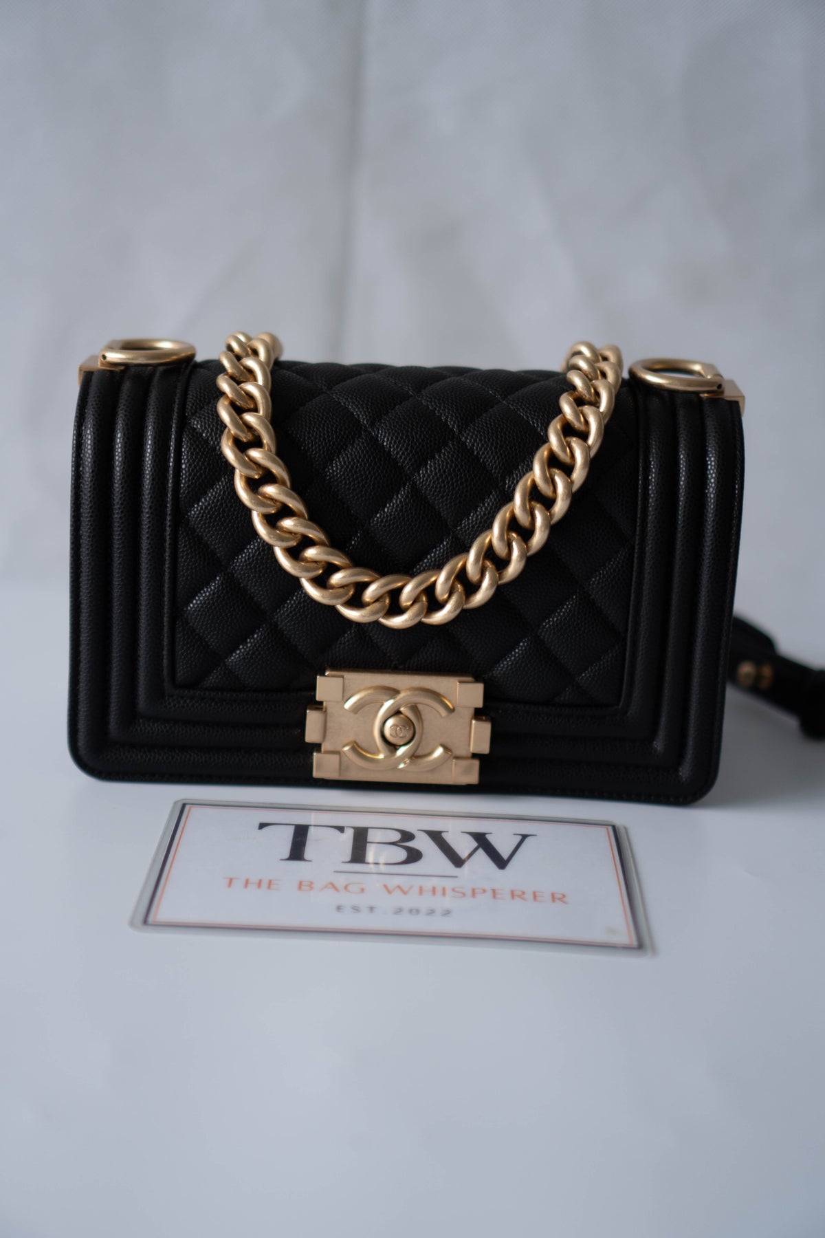 Boy Flap Bag Medium – Black Caviar Leather with Gold Hardware