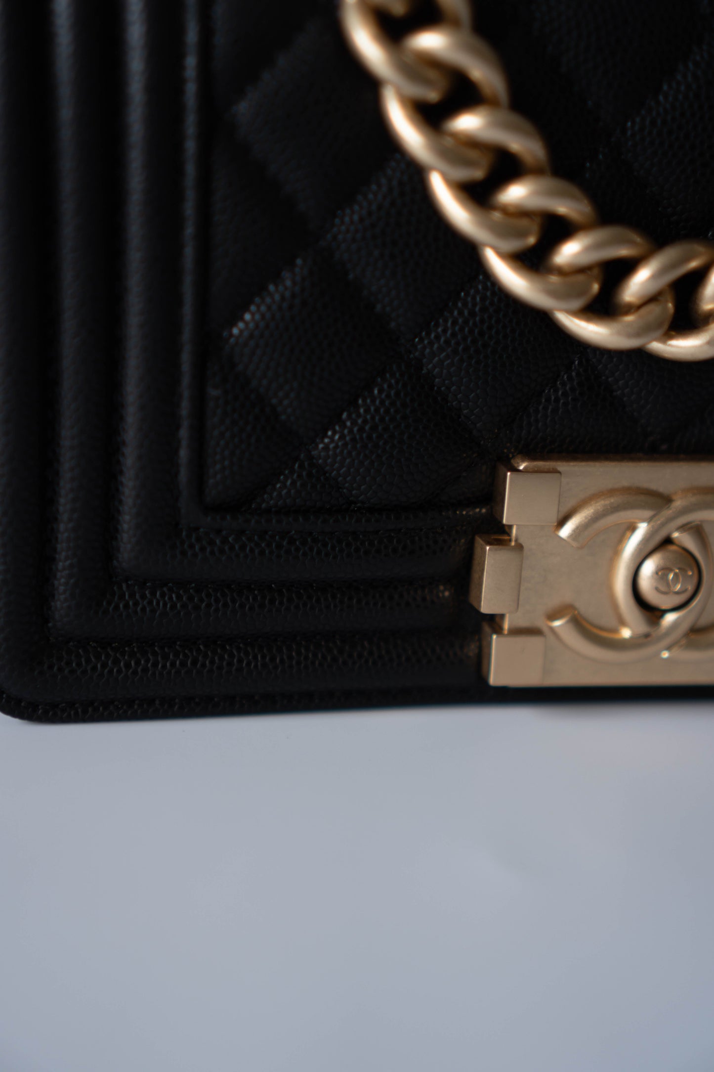 Boy Flap Bag Medium – Black Caviar Leather with Gold Hardware