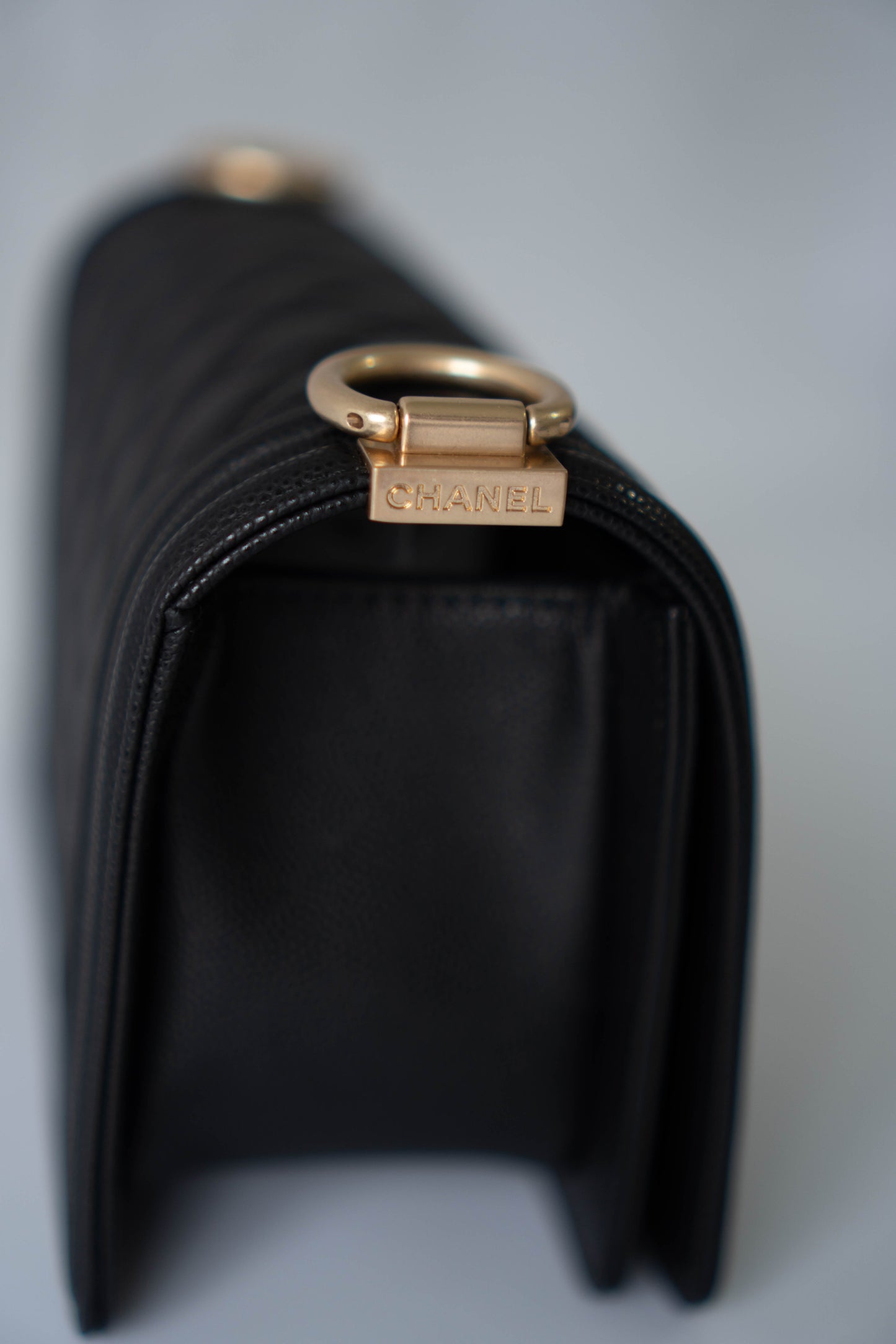Boy Flap Bag Medium – Black Caviar Leather with Gold Hardware
