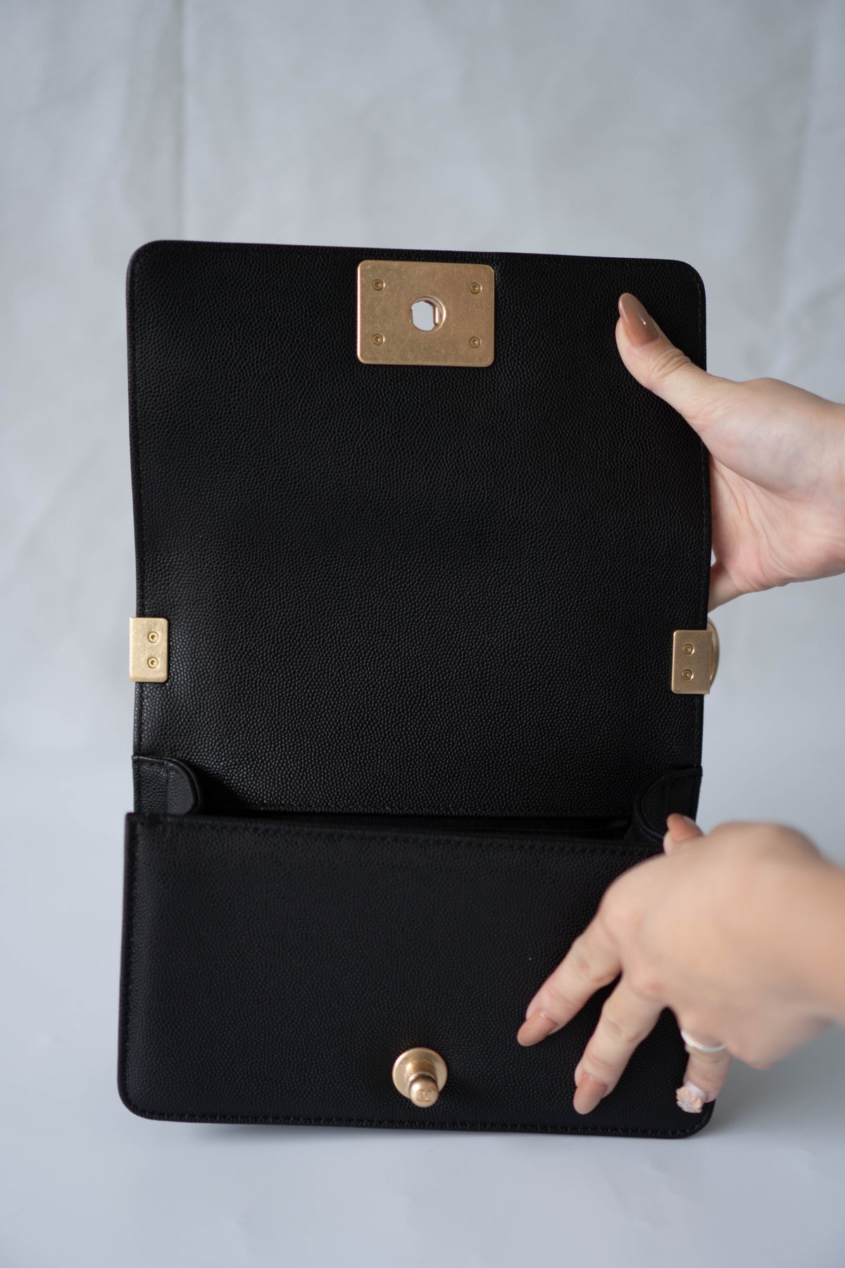 Boy Flap Bag Medium – Black Caviar Leather with Gold Hardware