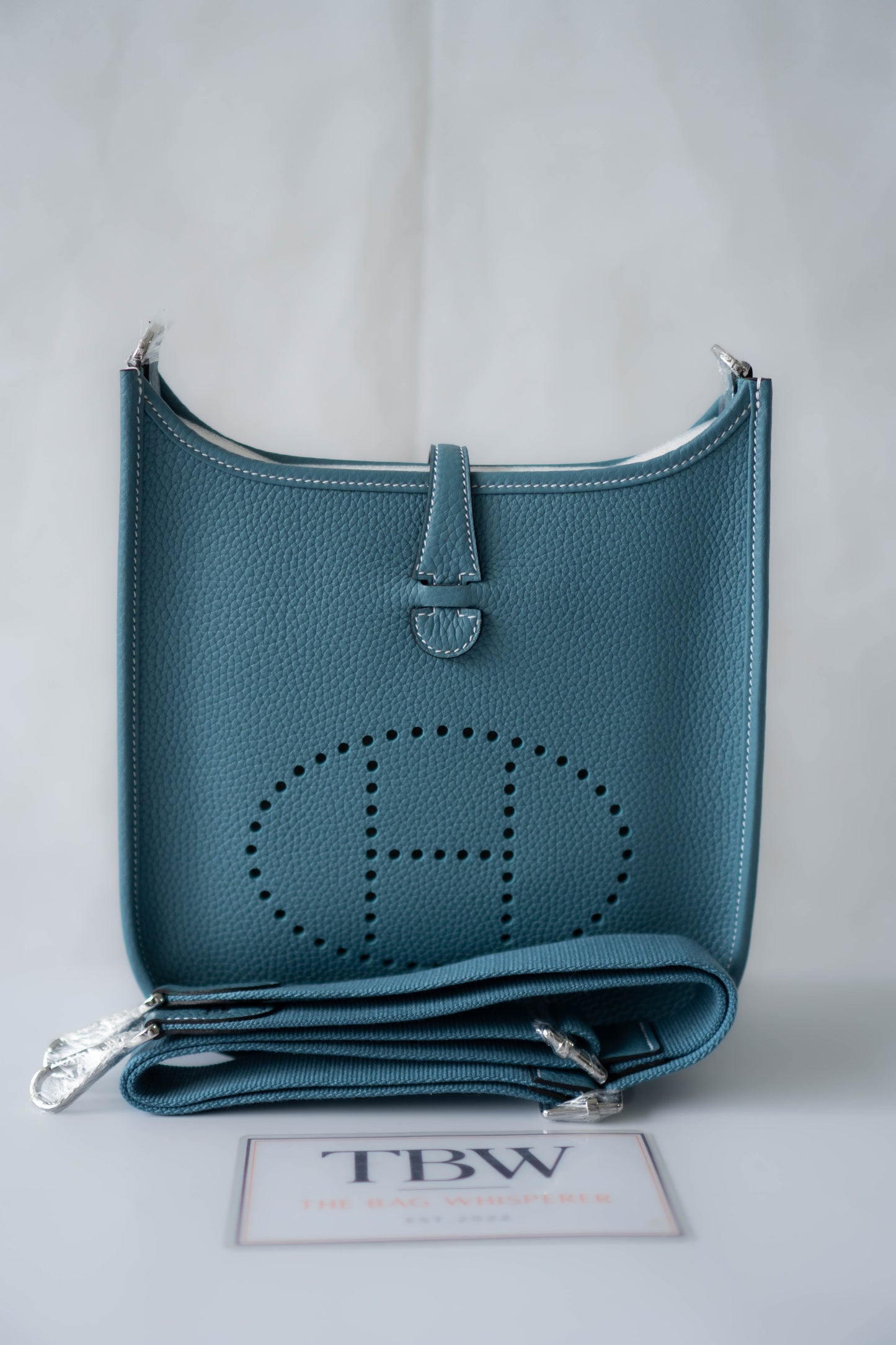 Evelyn 23 Bag – Blue Jean Clemence Leather with Palladium Hardware