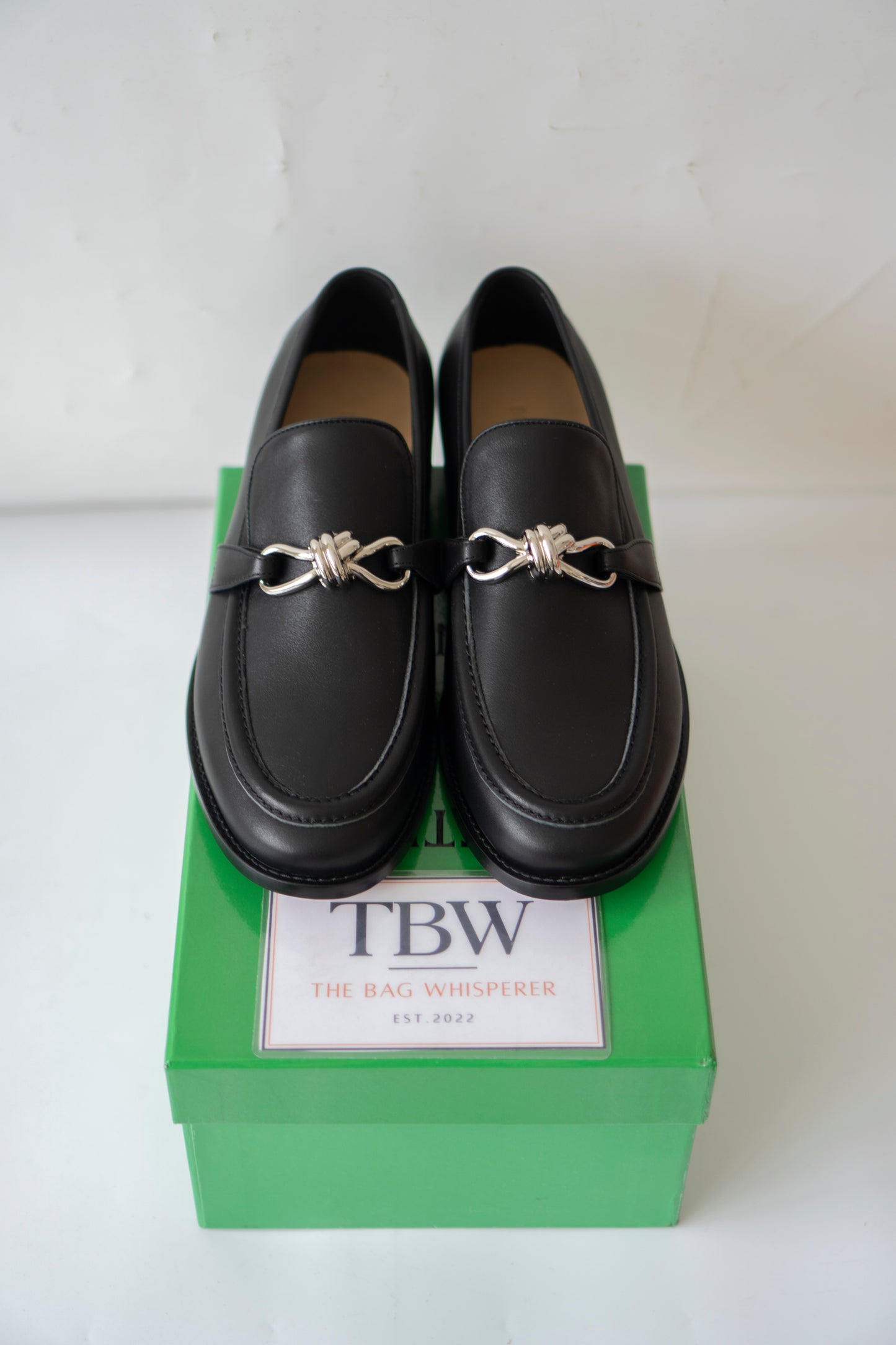 Astaire Loafers in Black Calfskin with Metallic Knot Detail