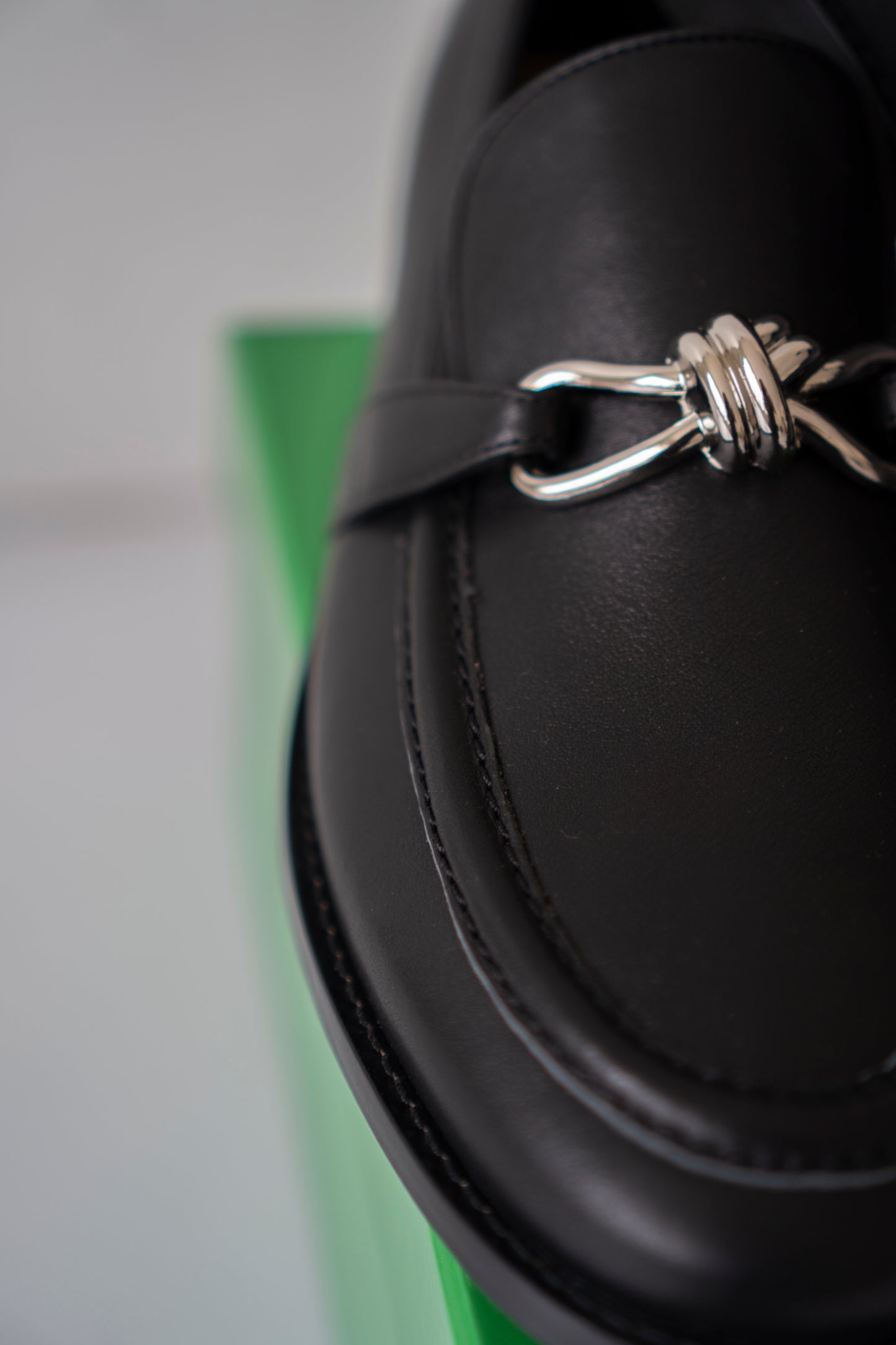 Astaire Loafers in Black Calfskin with Metallic Knot Detail