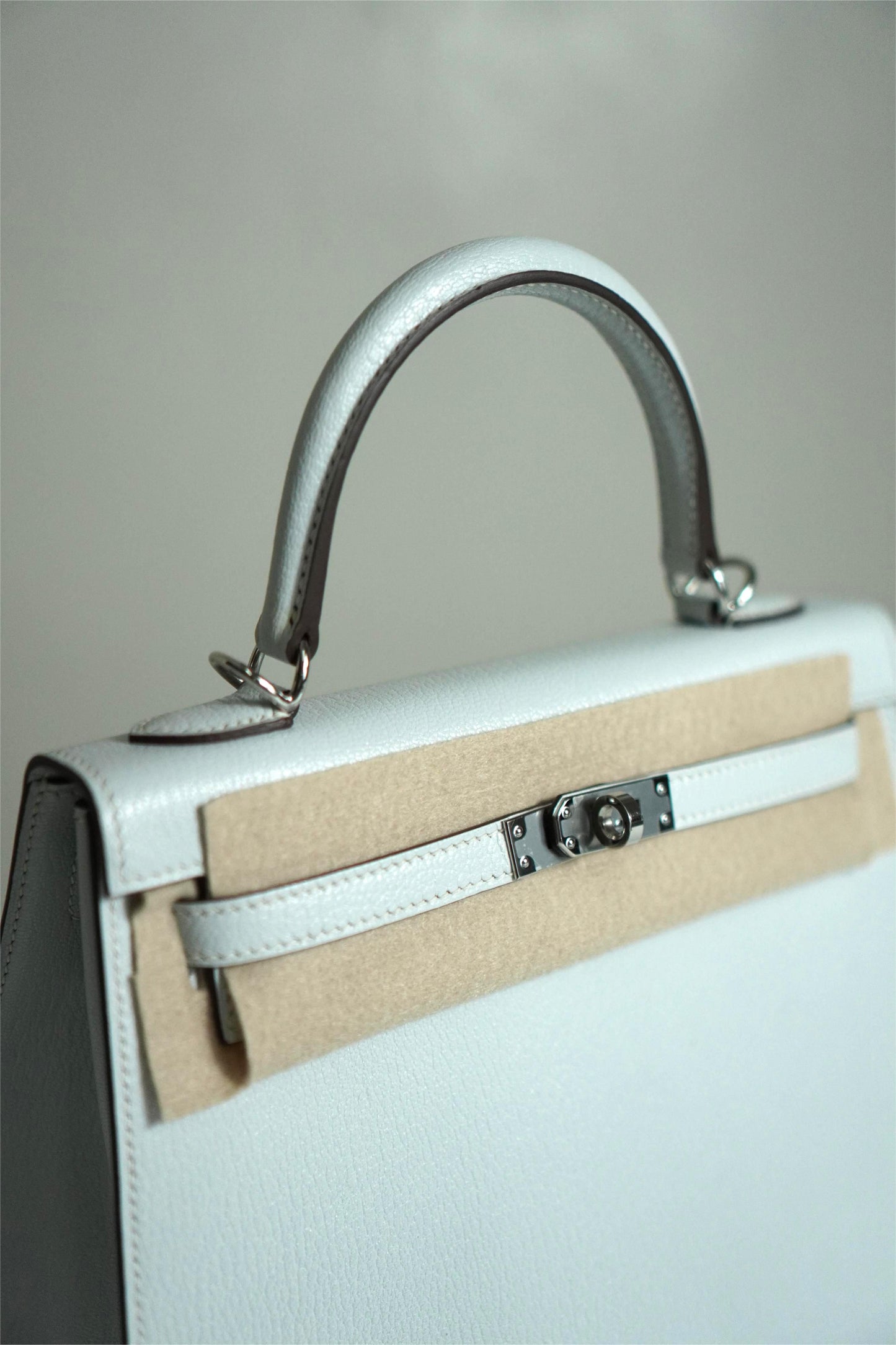 KL 25 Bleu Brume  in custom Chevre leather