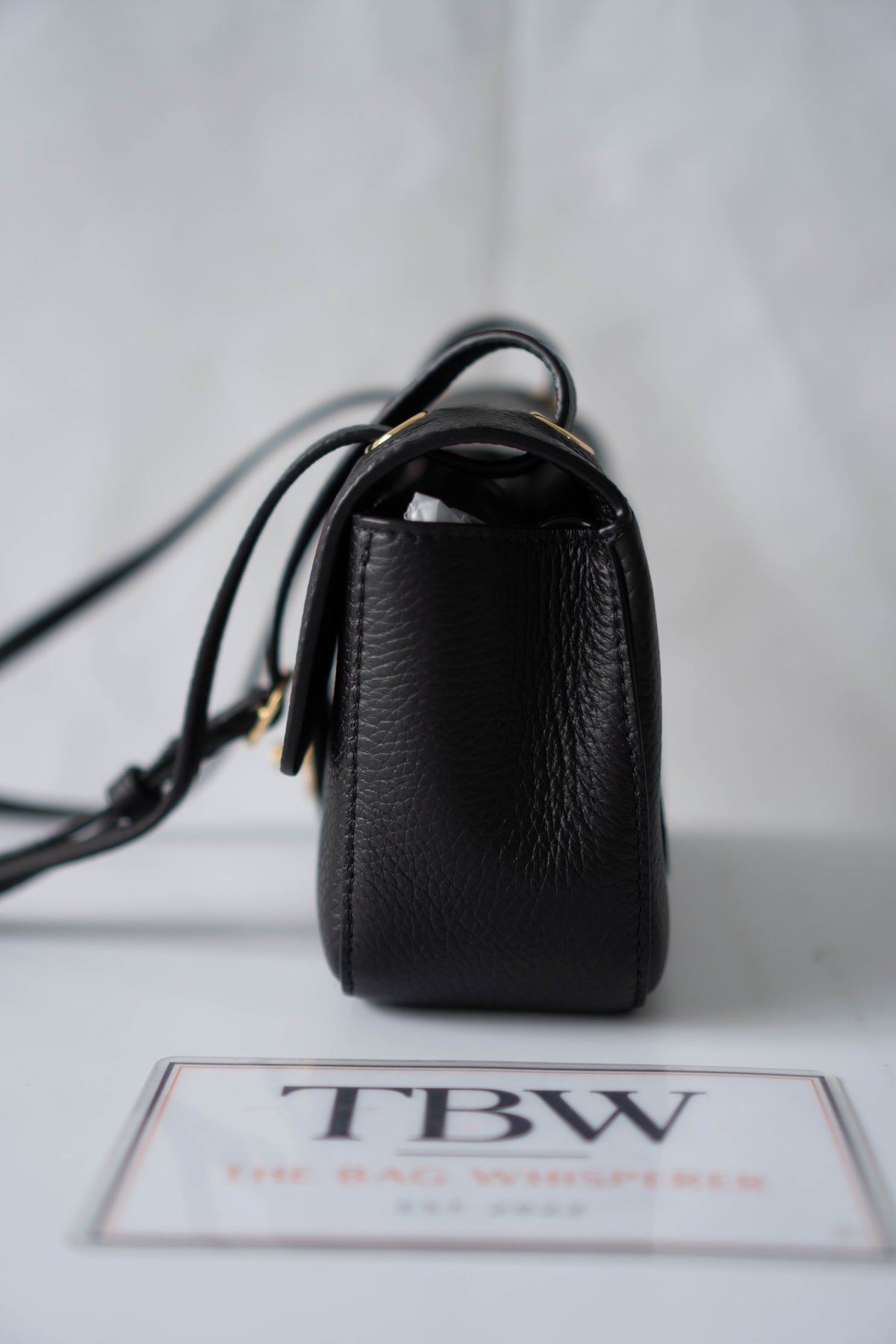 26B Flap Shoulder Bag – Black Leather with Gold Hardware