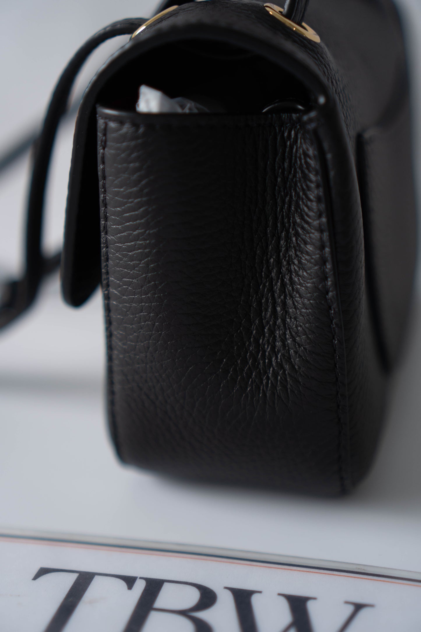26B Flap Shoulder Bag – Black Leather with Gold Hardware