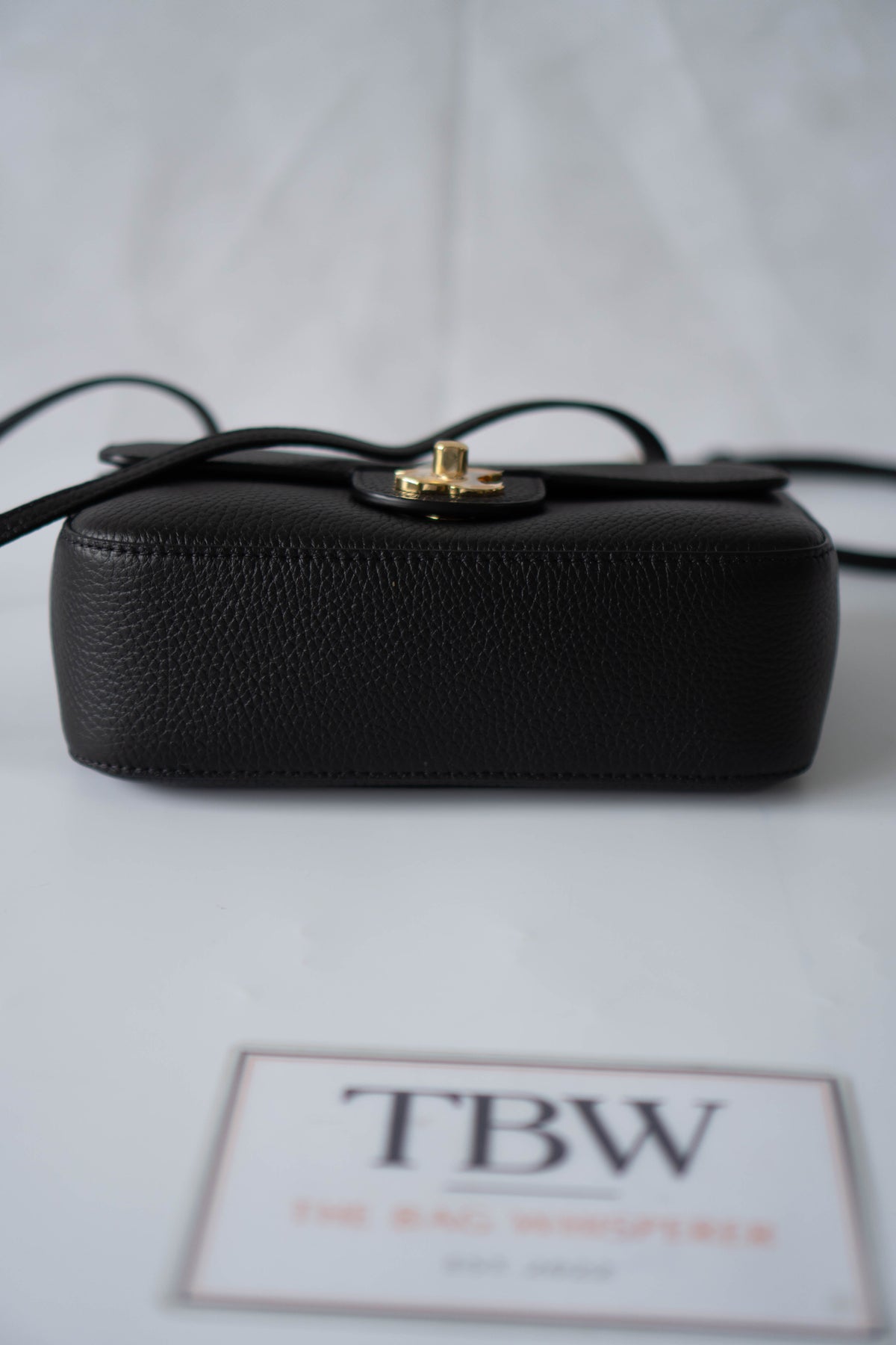 26B Flap Shoulder Bag – Black Leather with Gold Hardware
